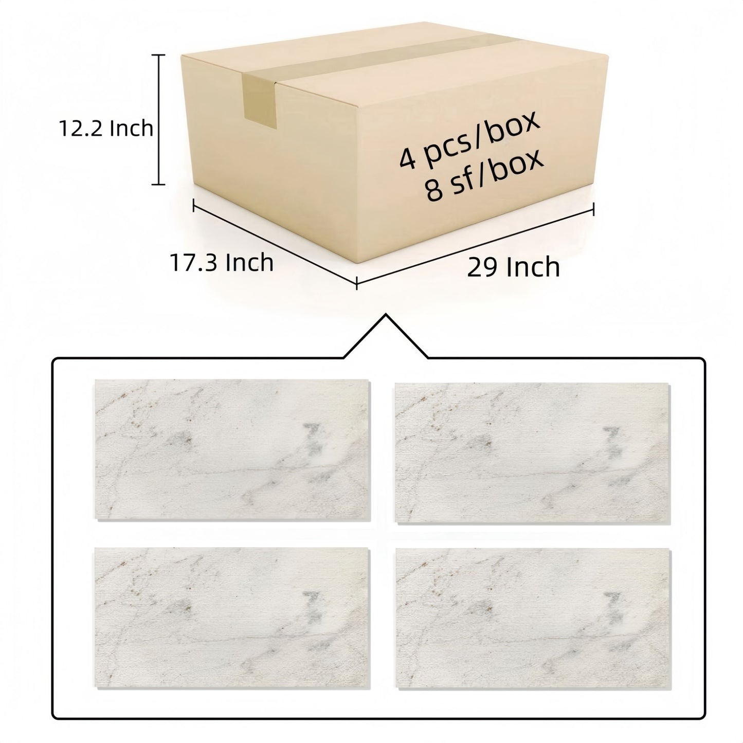 Textured Finished, 3D Tiles For Wall Decoration (Set of 4) Daily Nest