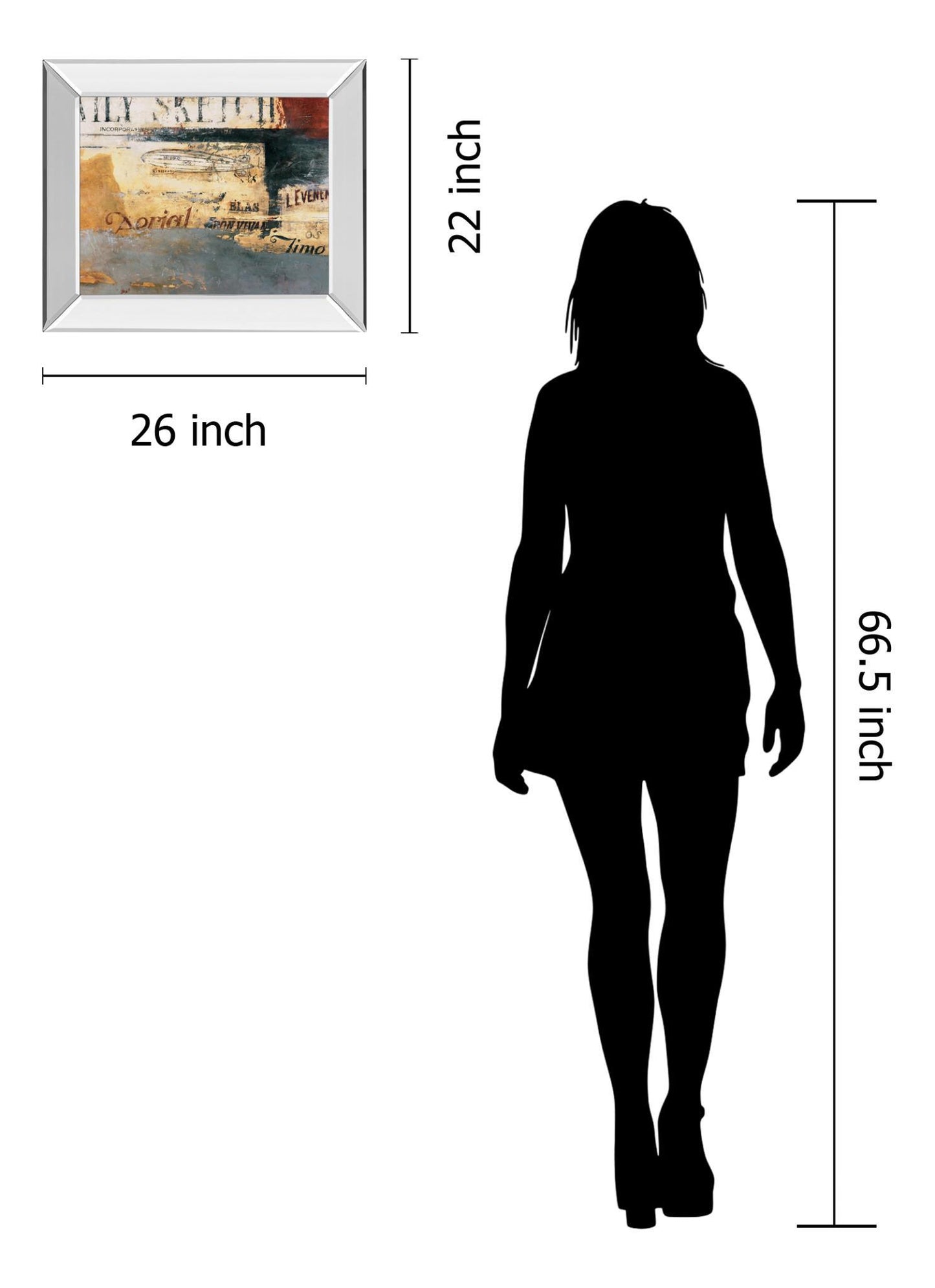 Zeppelin By Aliaga, C. - Mirror Framed Print Wall Art - Blue Classy Living