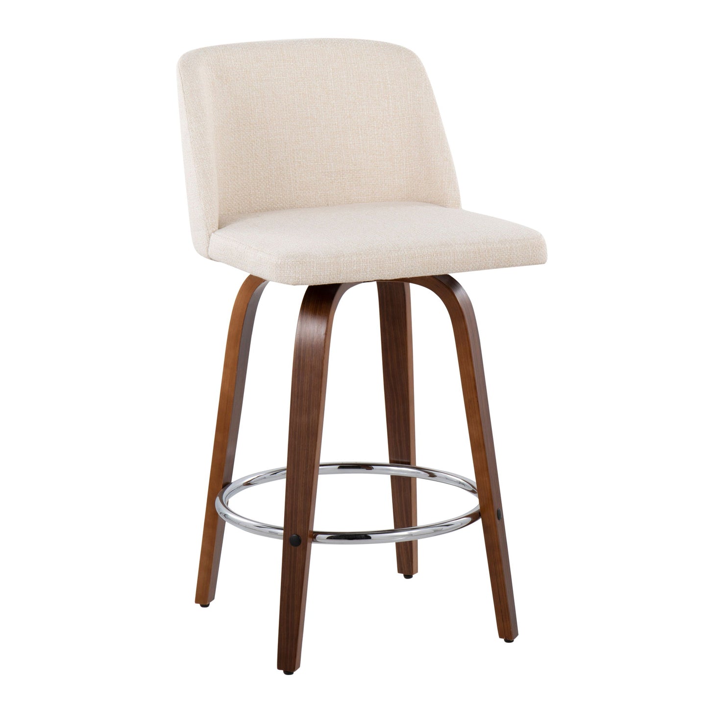 Toriano - Mid-Century Modern Fixed Height Counter Stool With Round Footrest (Set of 2) Lumi Source