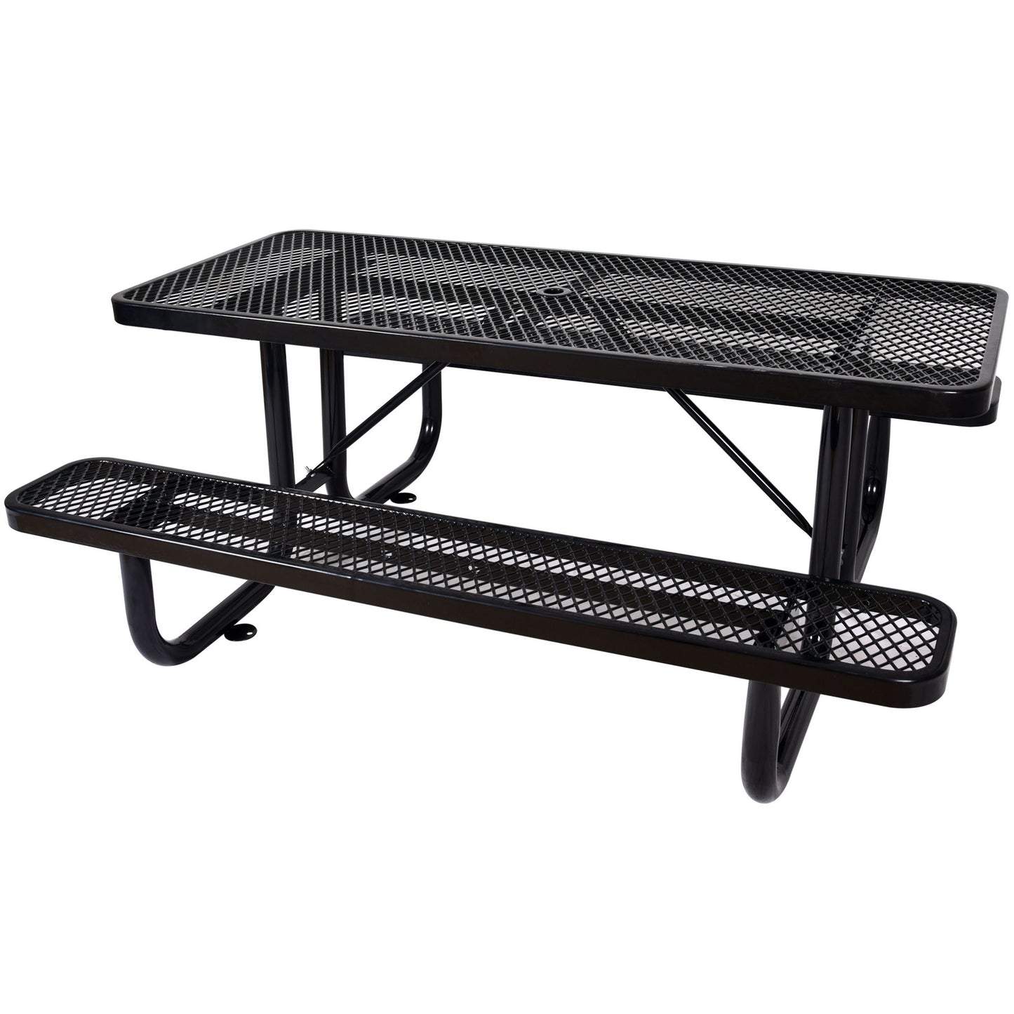 Rectangular Outdoor Steel Picnic Table With Umbrella Pole Home Essentials