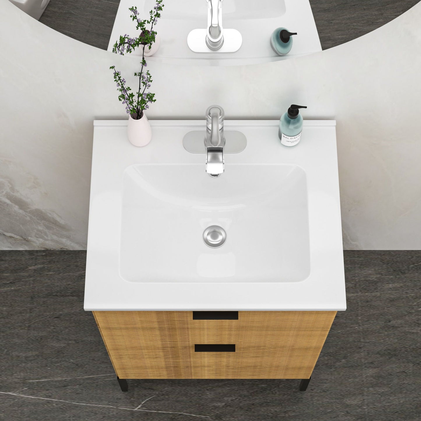 Rectangular Single Vanity Top With 1 Faucet Hole And Overflow Ceramic Daily Nest