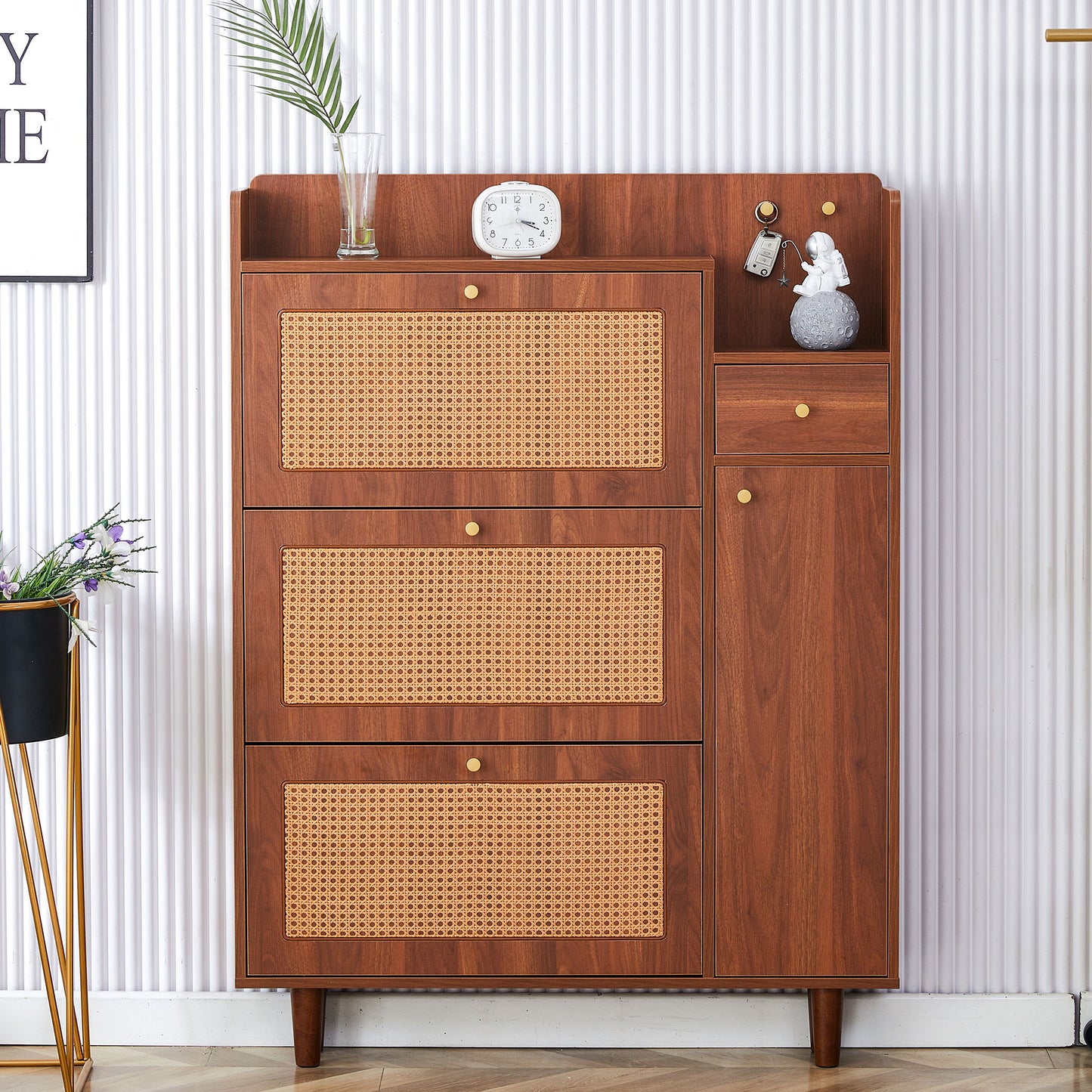 The Modern Minimalist Shoe Cabinet, Suitable For A Variety Of Styles Including Nordic, Japanese, And Industrial - Walnut Daily Nest