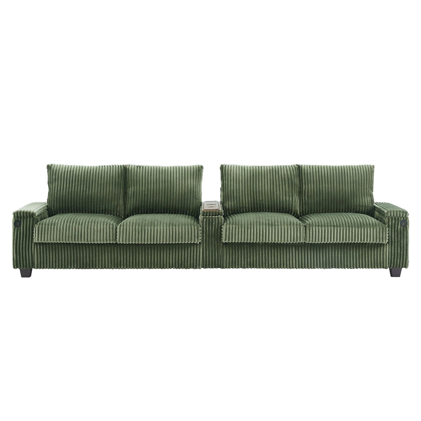 Modern 4 Seater Corduroy Sofa Couch With USB Ports And Hidden Storage Hearth and Haven