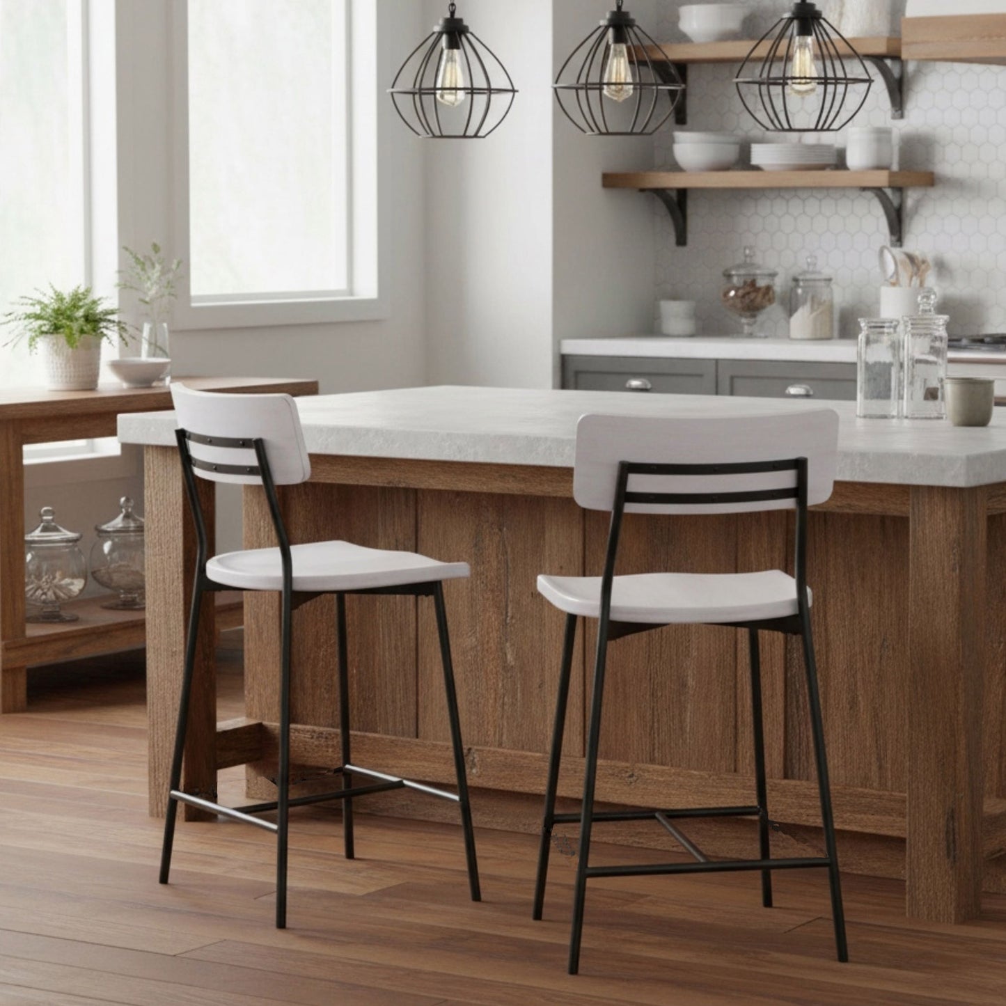 Badin - Counter Stool - White Washed Home Essentials