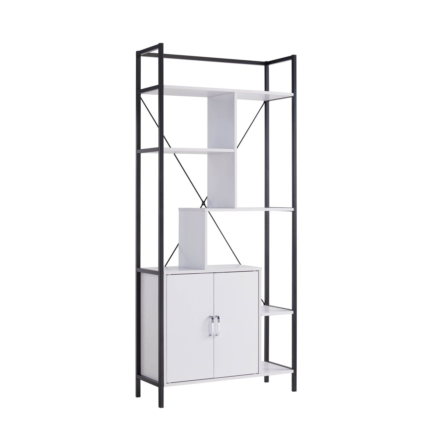 Modern Bookcase With Two Door Storage Cabinet With Two Shelves Home Essentials