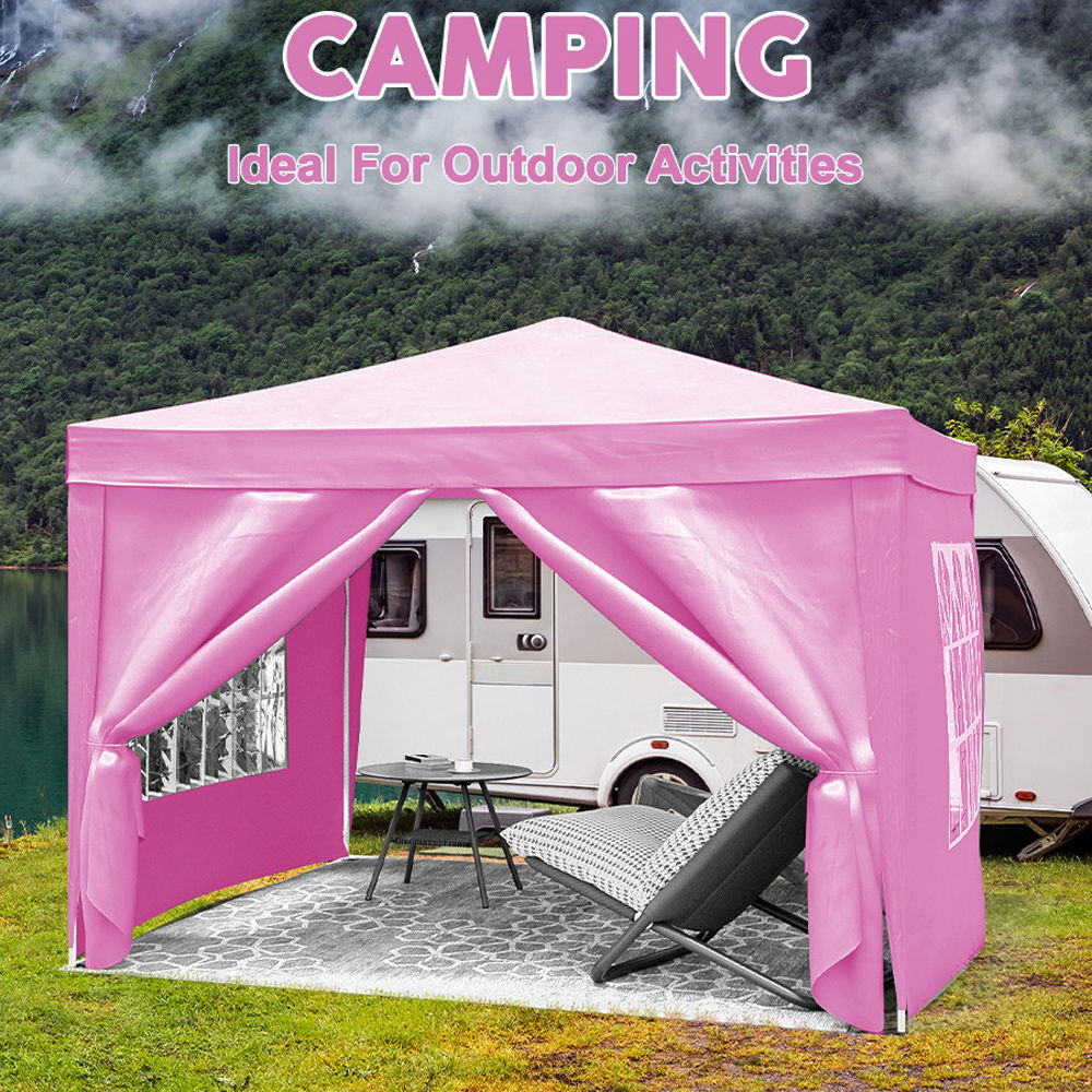 10'X10' Folding Canopy With 4 Removable Sidewalls Outdoor Event Shelter UPF 50+ Gazebo Portable Tents For Parties Beach Camping Wedding Ez Pop Up Canopy 4 Pieces Weight Bag + Carry Bag Home Essentials