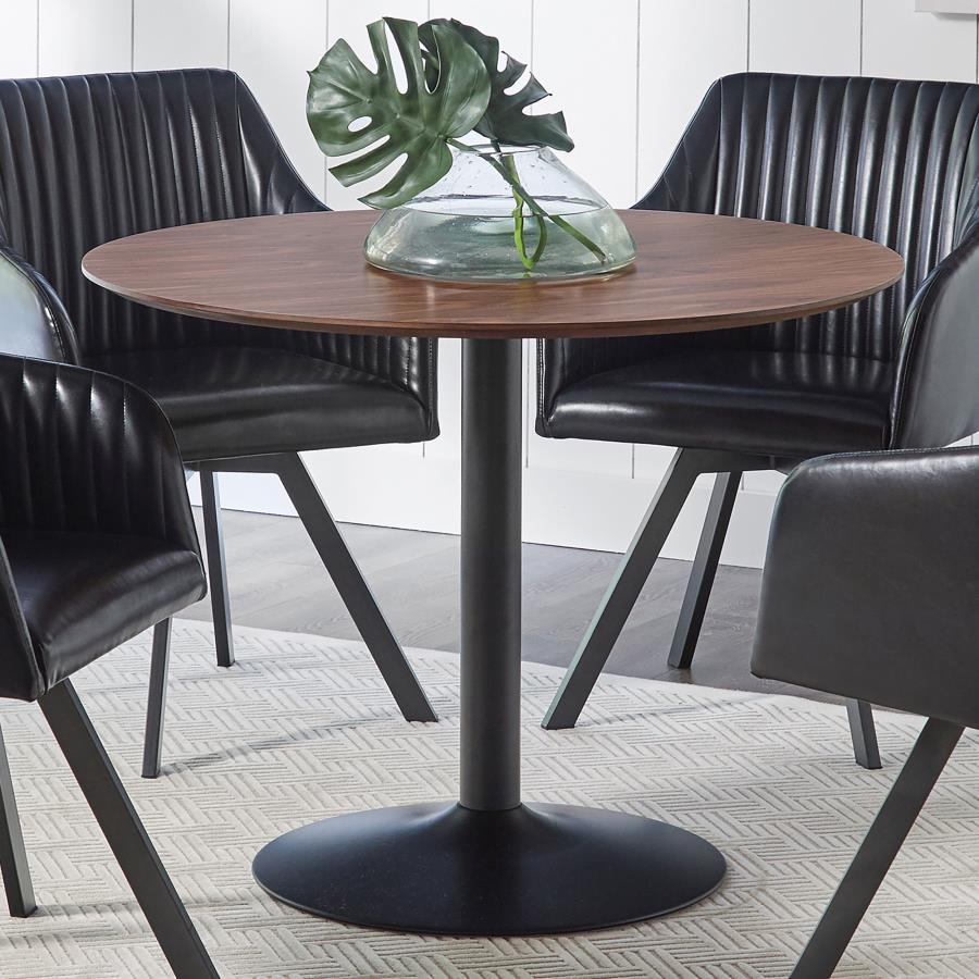 Cora - Round Wood Top Dining Table - Brown Walnut CoasterEssence