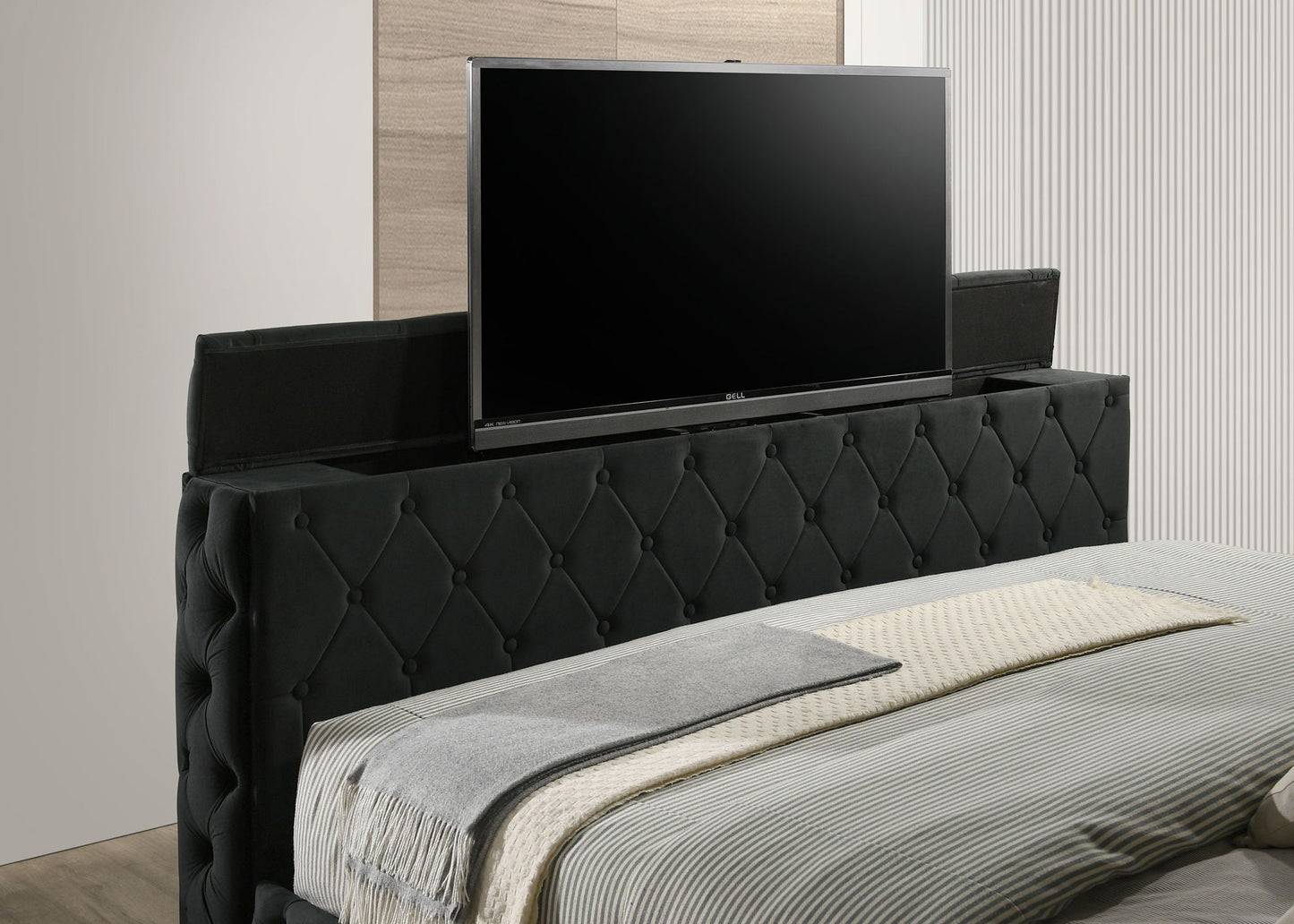 Josephine - Queen Bed With TV Lift - Black Crown Mark