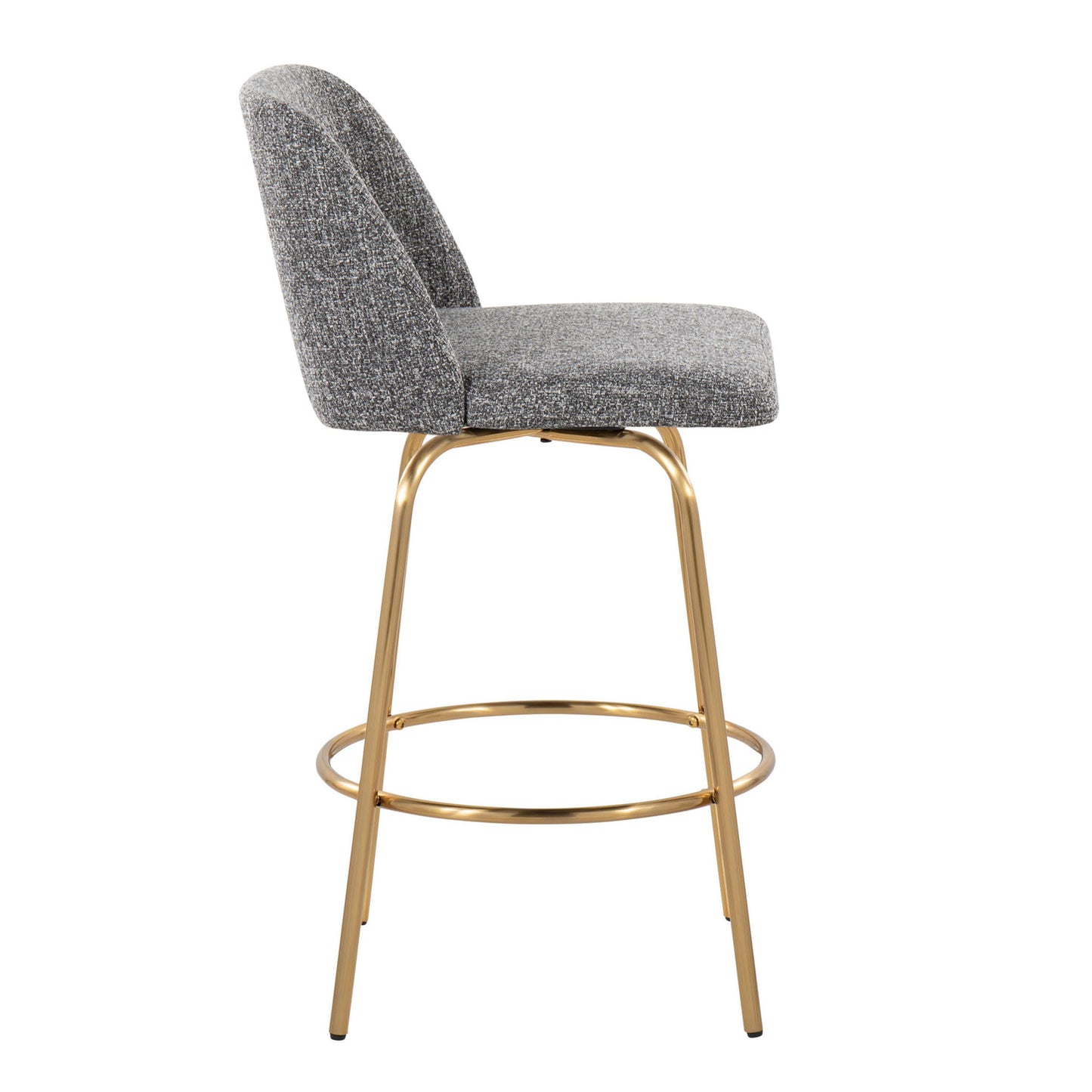 Toriano - Contemporary, Fixed Height Counter Stool With Swivel With Round Footrest (Set of 2) Lumi Source