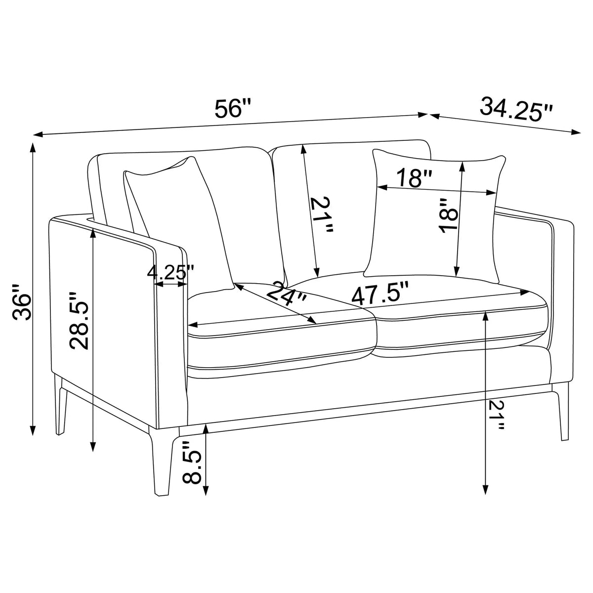 Saba - Cushion Back Loveseat With Pillow Top Arms - Light Gray Furniture Max