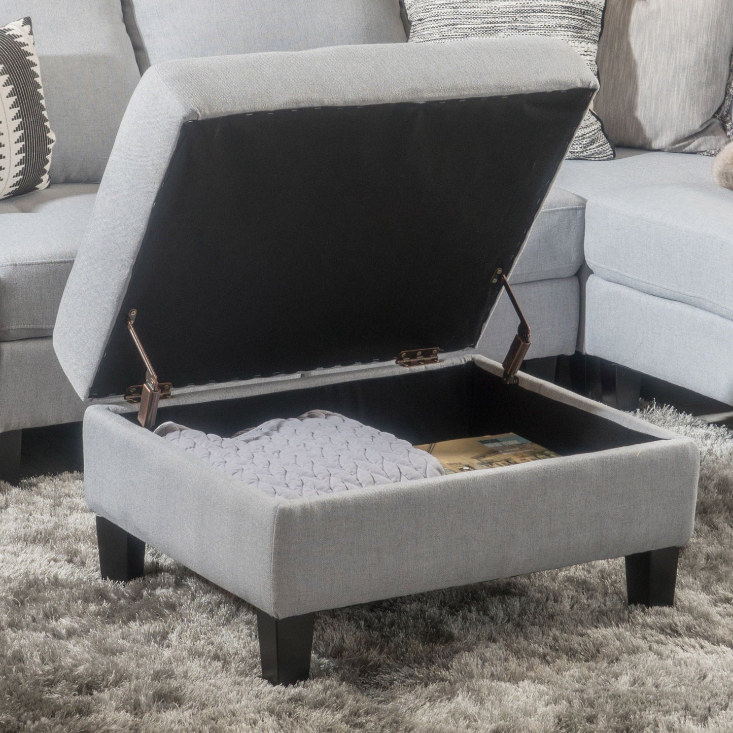 Ottoman With Birch Wood Legs And Cushioned Top For Comfort Noble House