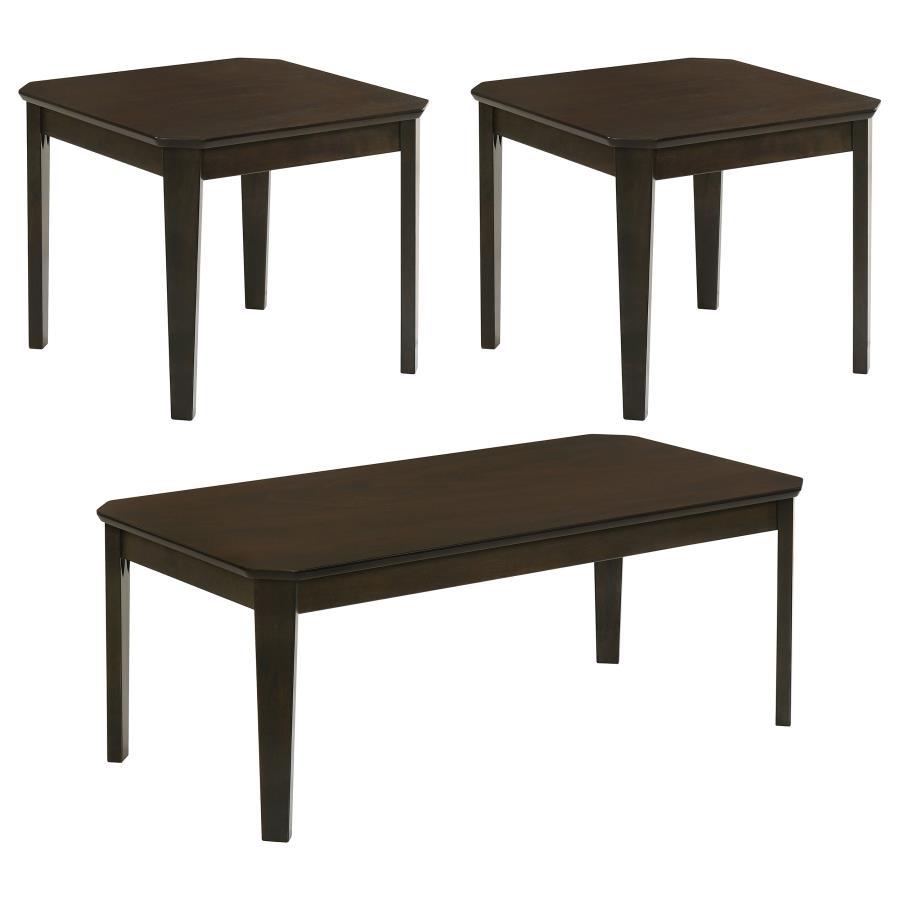 Amaro - 3 Piece Coffee And End Table Set - Dark Brown CoasterEssence