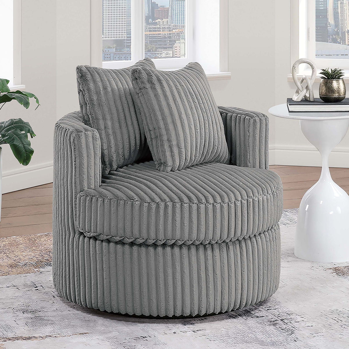 Swivel Upholstered Accent Chair For Living Room Home Essentials