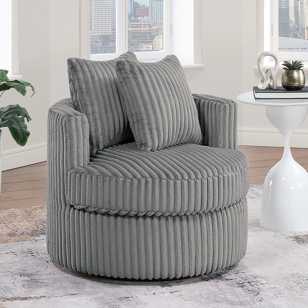 Swivel Upholstered Accent Chair For Living Room Home Essentials