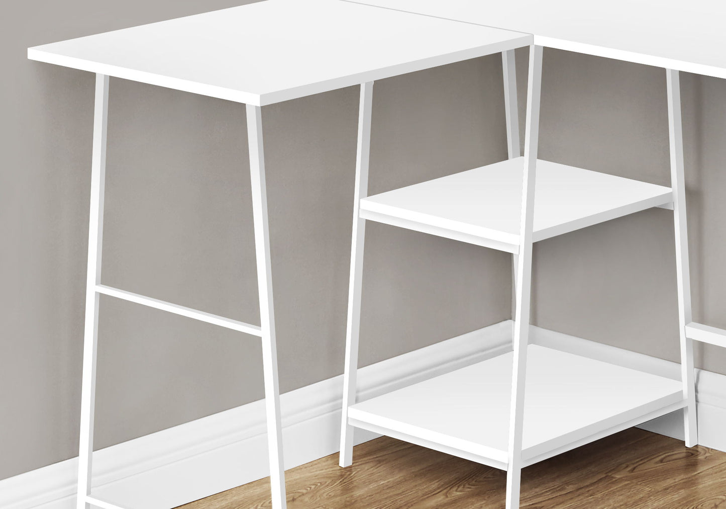 Computer Desk, Home Office, Corner, Storage Shelves, L Shape, Work, Laptop, Contemporary, Modern - White Base 8th Street