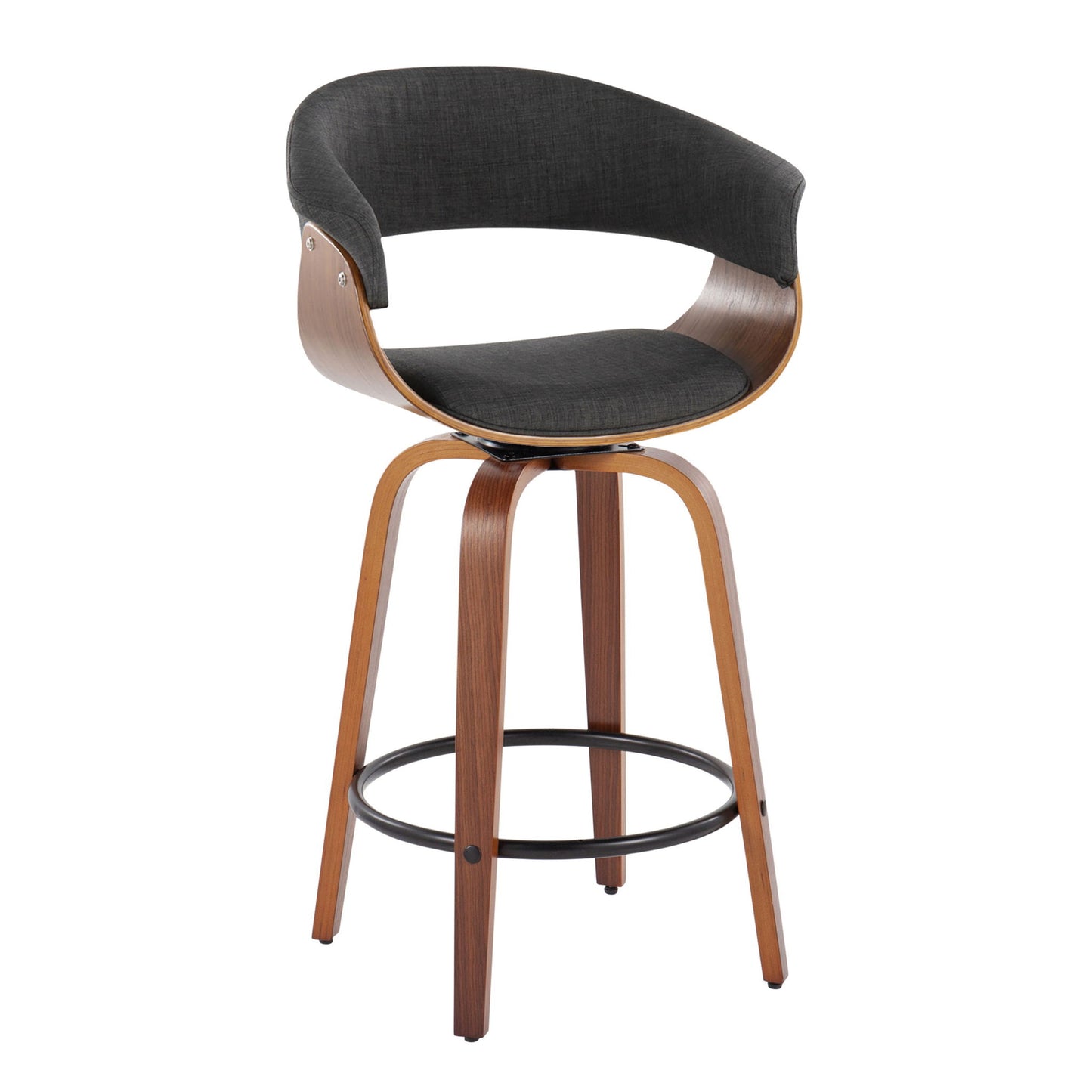Vintage Mod - Mid Century Modern Fixed Height Counter Stool & Swivel With Round Footrest (Set of 2) Lumi Source
