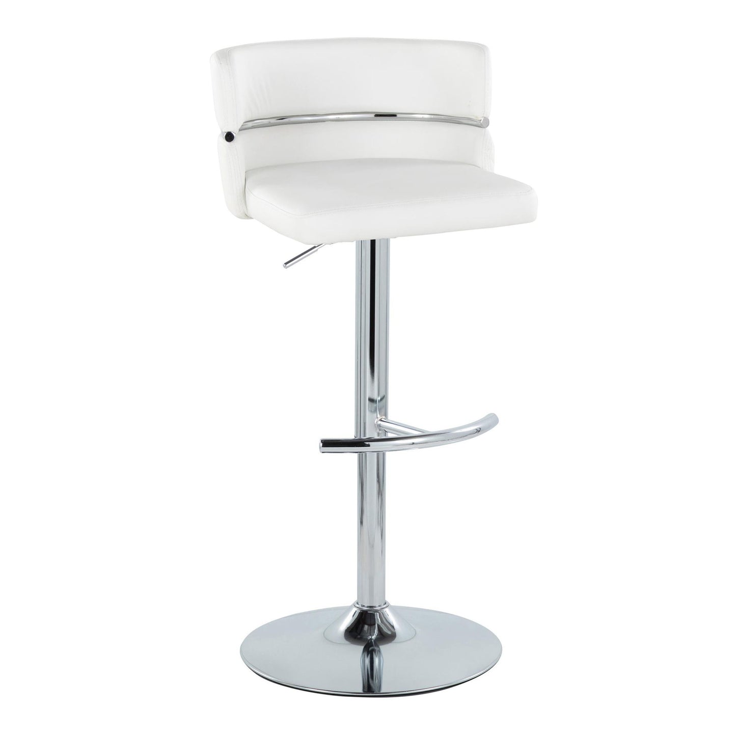 Cinch - Contemporary Adjustable Barstool With Swivel With Rounded T Footrest (Set of 2) - Chrome / White Lumi Source