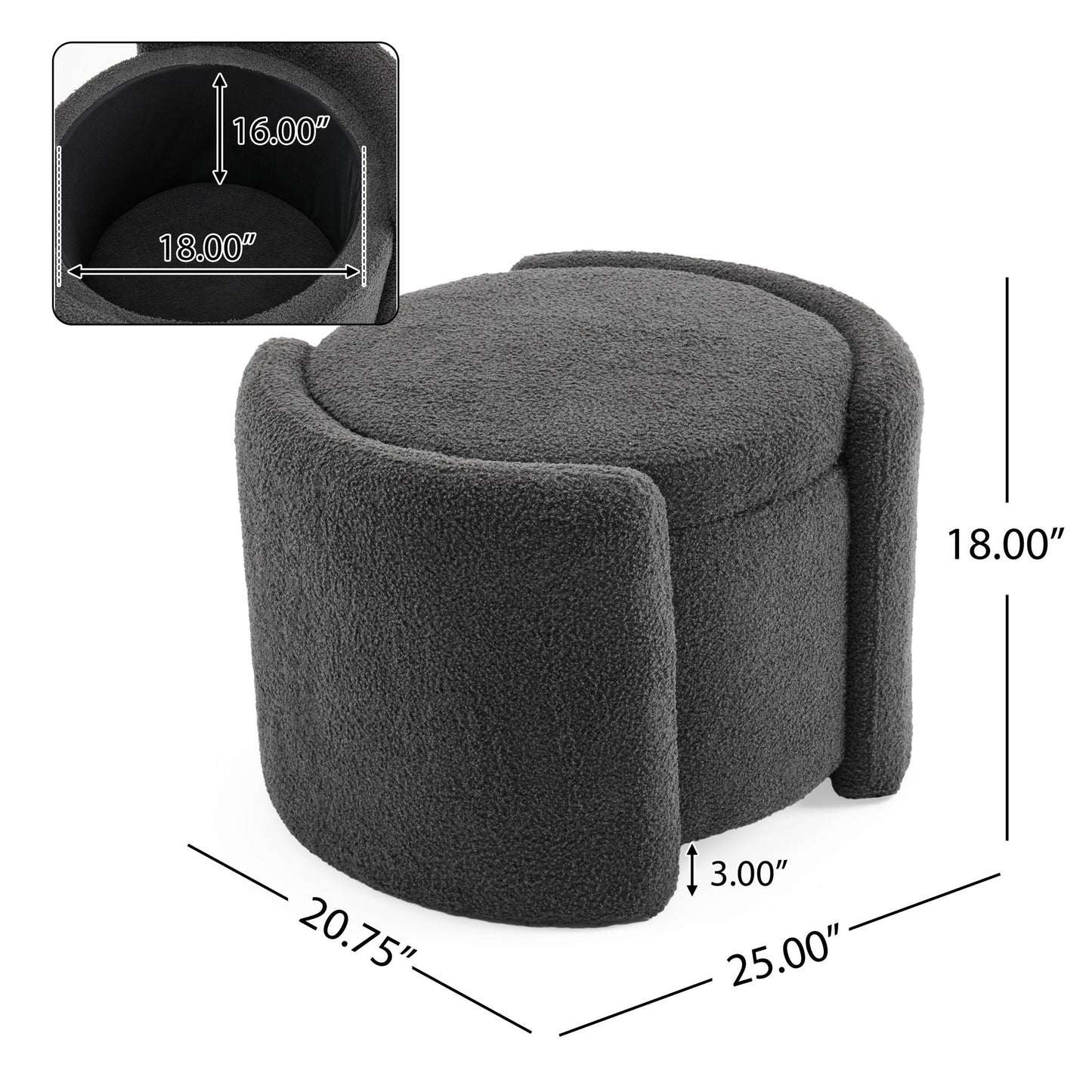 Cozy Boucle Storage Ottoman, Stylish Comfort With Hidden Storage Noble House