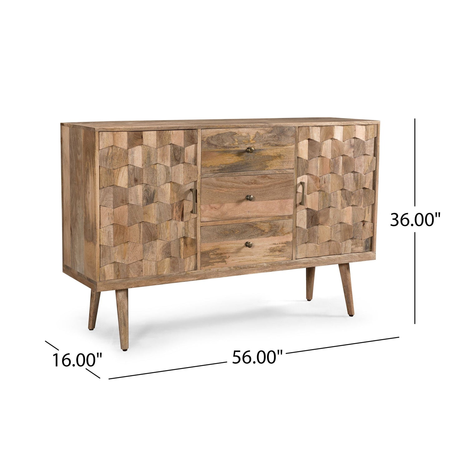 3 Drawer Sideboard With 2 Doors (KD Legs) - Natural Noble House
