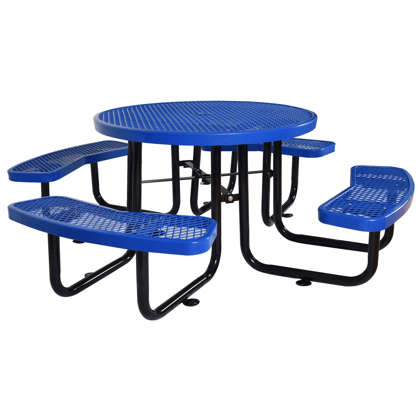 Round Outdoor Steel Picnic Table With Umbrella Pole Home Essentials