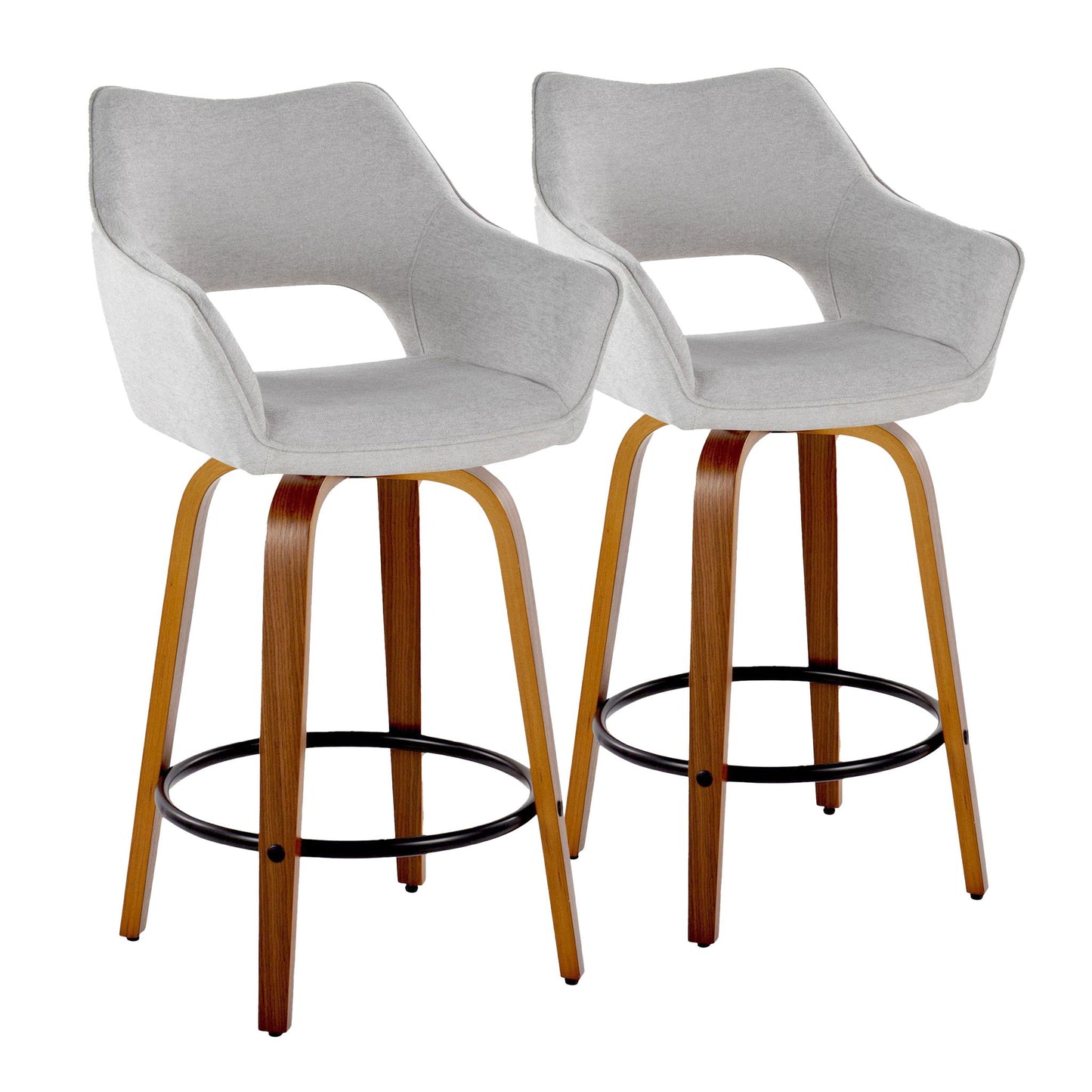 Mustang - Contemporary Fixed Height Counter Stool With Swivel With Round Footrest (Set of 2) Lumi Source