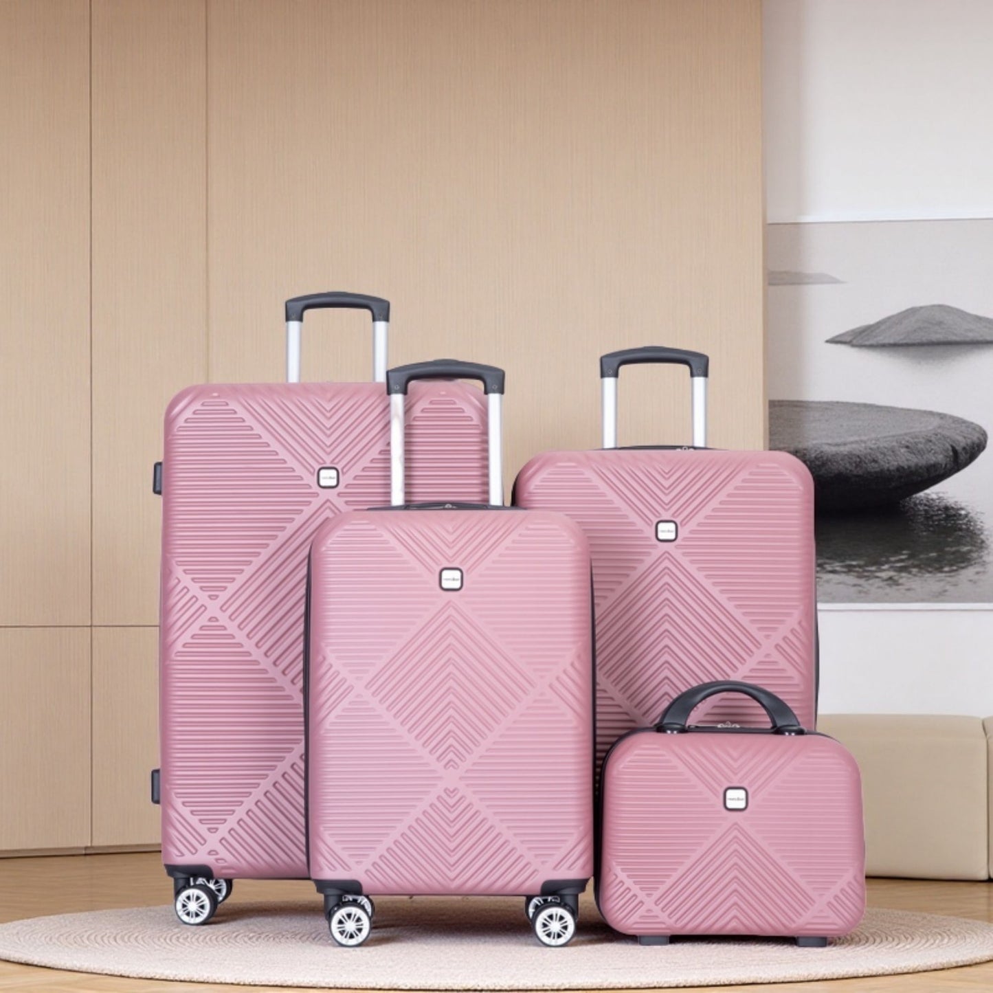 4 Piece Lightweight Suitcase, Makeup Box, Aircraft Wheels Daily Nest