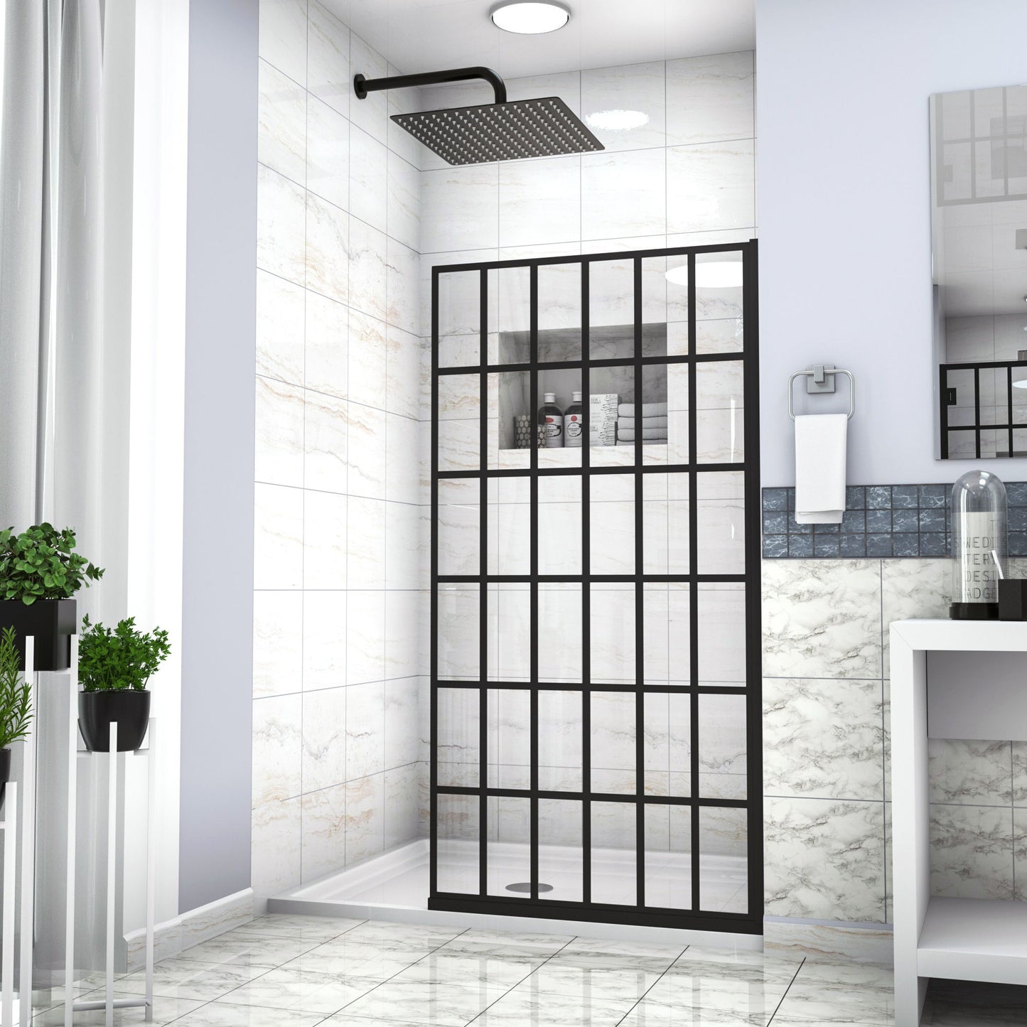 Frameless Fixed Shower Door, Open Entry Design Daily Nest