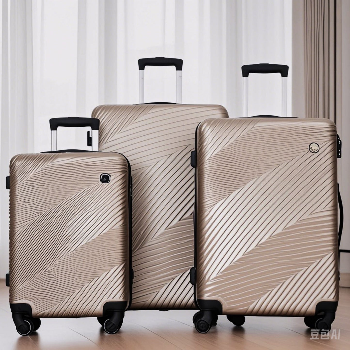3 Piece Luggage Sets Lightweight Suitcase With Two Hooks, Spinner Wheels, Daily Nest