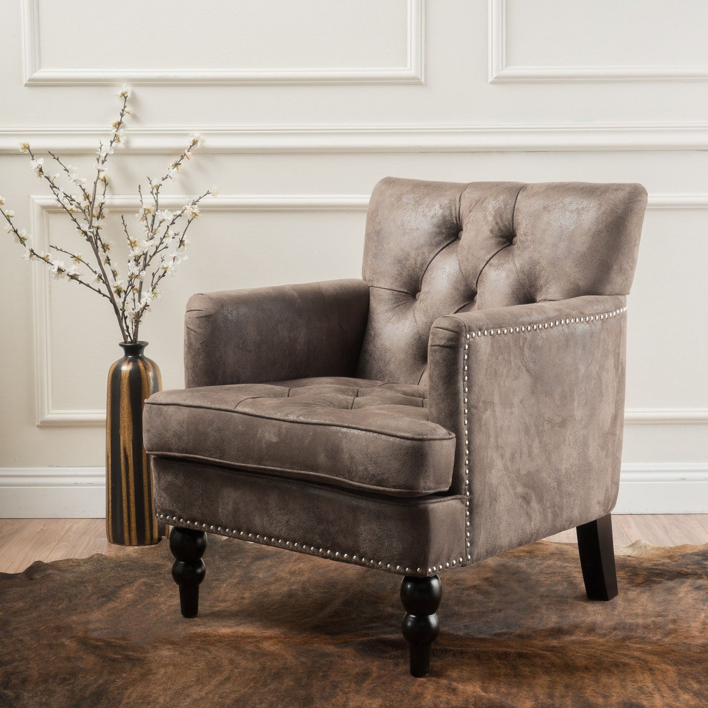 Vitality - Club Chair With Button Tufted Diamond Stitching And Turned Legs Noble House