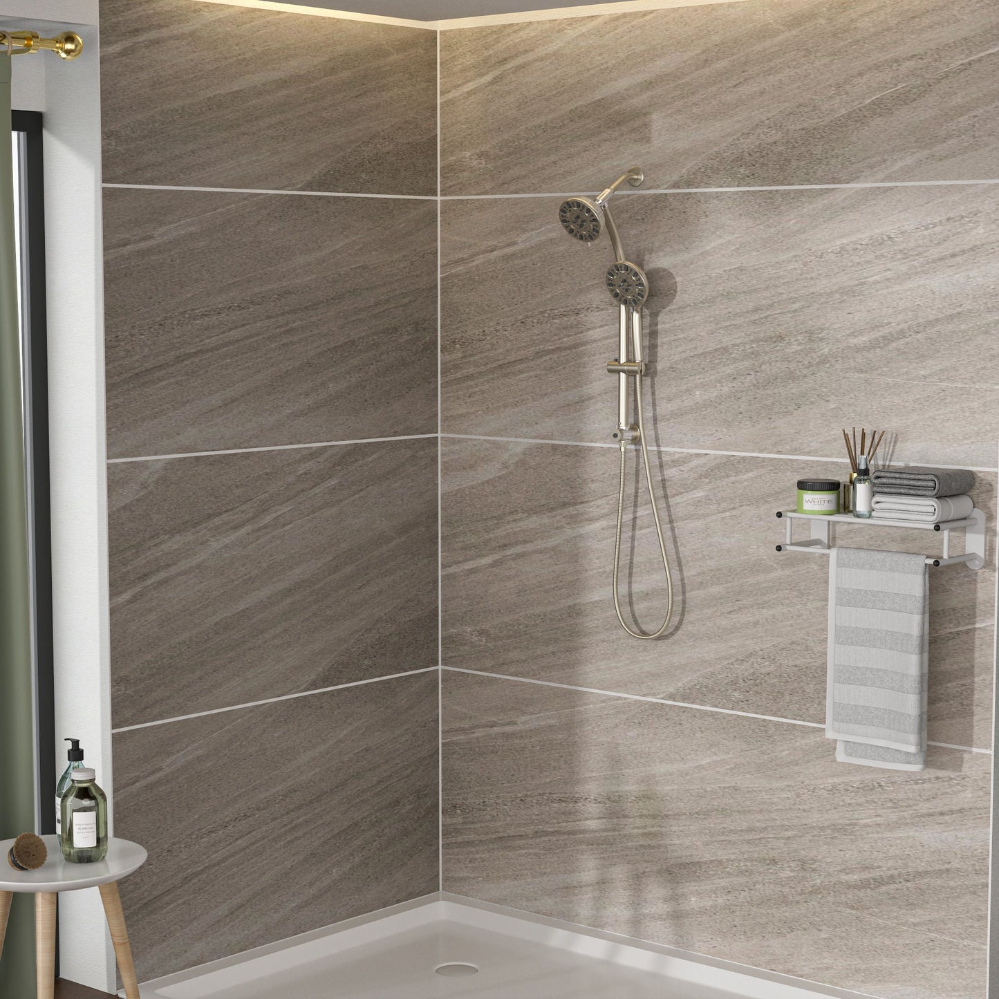 Multi Function Dual Shower Head Shower System With 4.7" Rain Showerhead, 7 Function Hand Shower, Adjustable Slide Bar Daily Nest