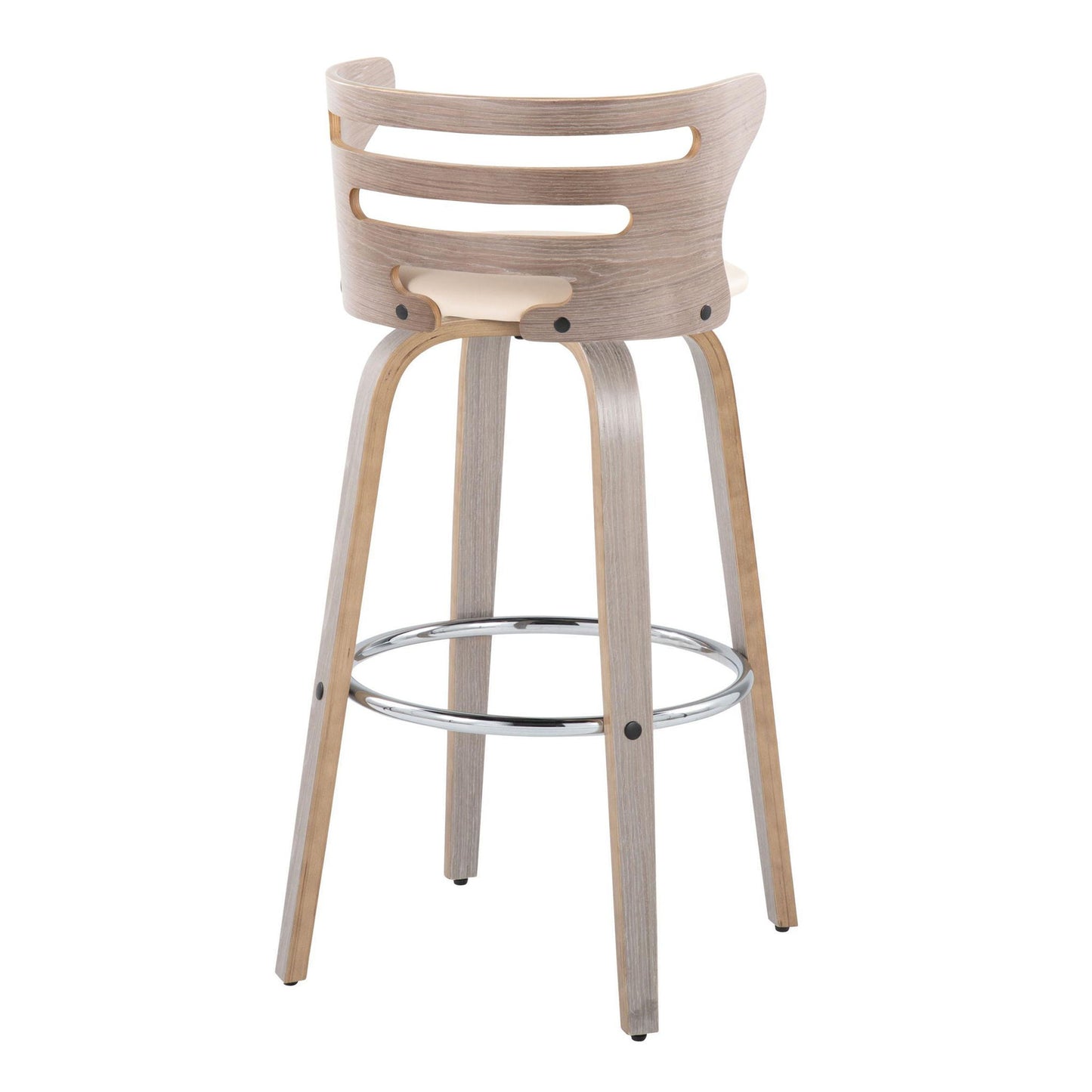 Cosini - Mid Century Modern Fixed Height, Barstool With Swivel With Round Footrest (Set of 2) Lumi Source