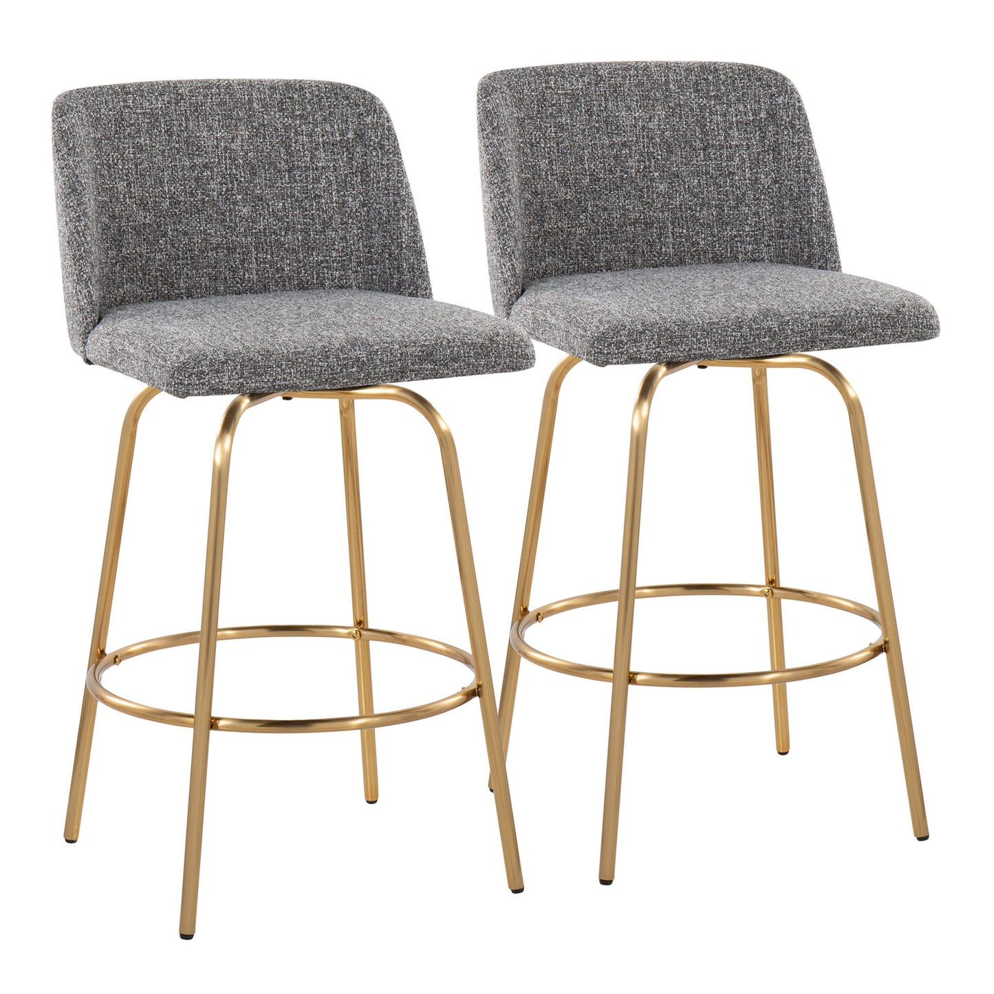 Toriano - Contemporary, Fixed Height Counter Stool With Swivel With Round Footrest (Set of 2) Lumi Source