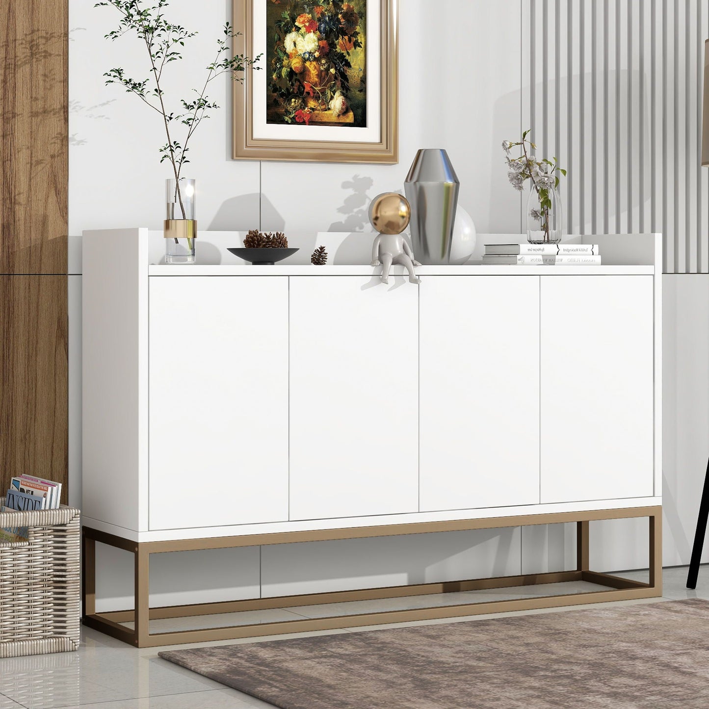 Modern Sideboard Elegant Buffet Cabinet With Large Storage Space For Dining Room, Entryway Hearth and Haven