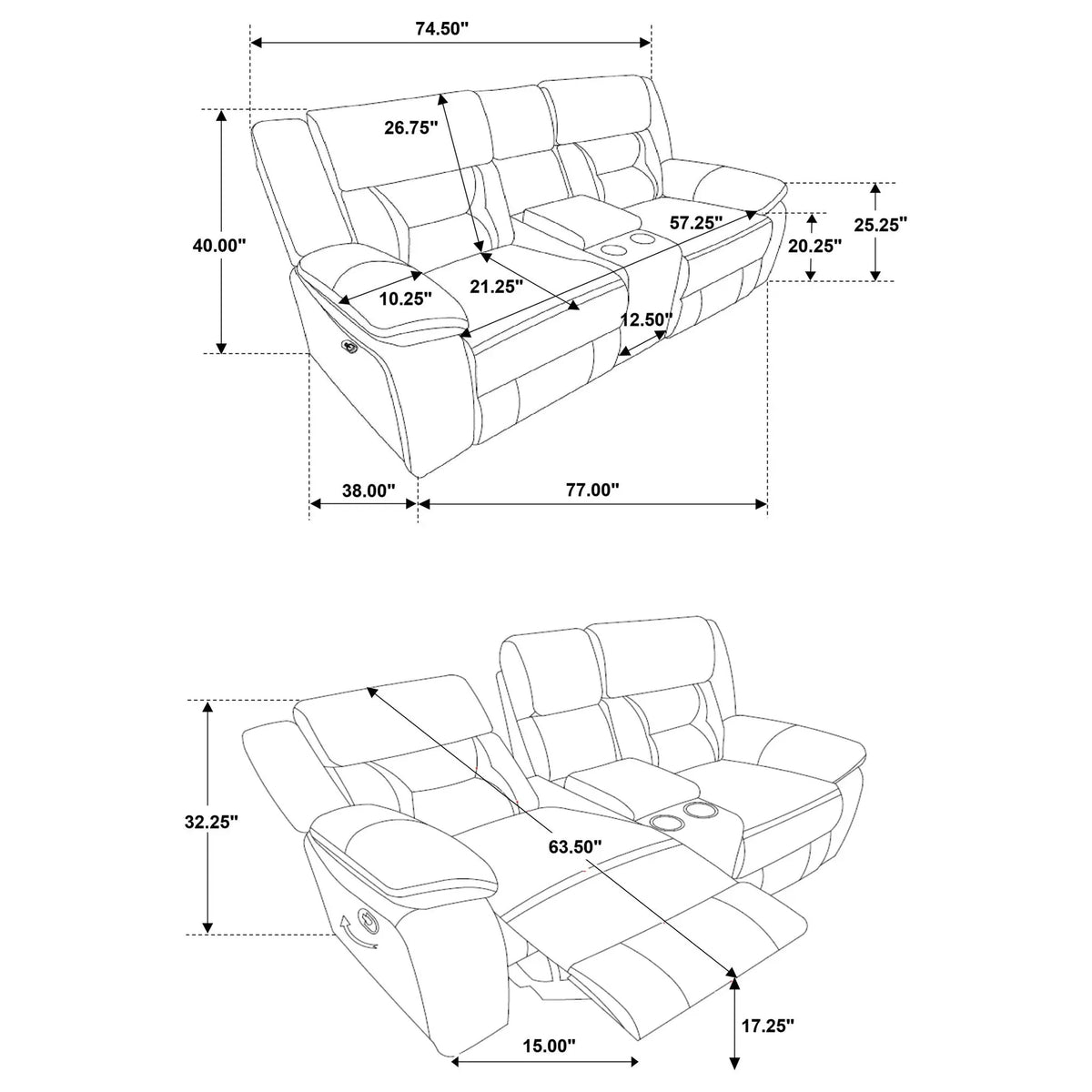 Brazelton - Pillow Top Arm Motion Living Room Set Furniture Max