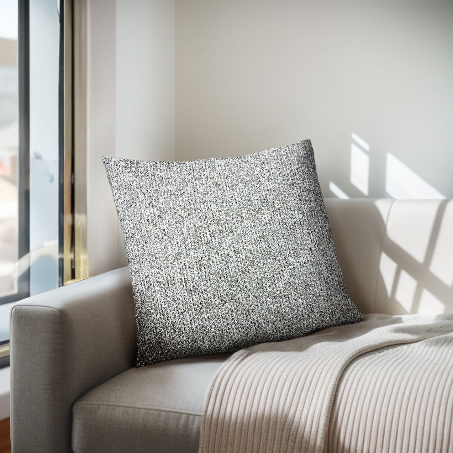 Zoe - Solid Square Pillow - Navy/Beige