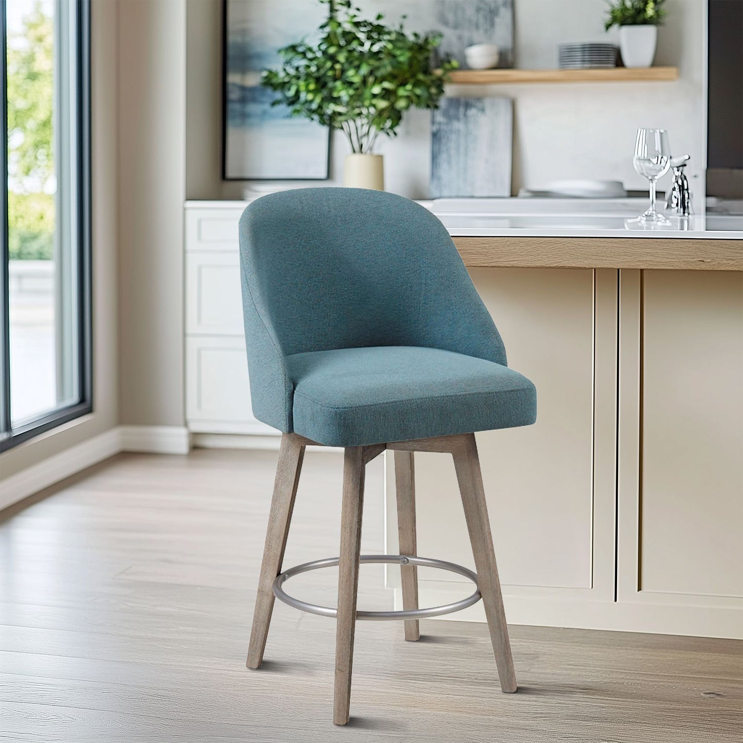 Pearce - Counter Stool With Swivel Seat - Blue Madison Park