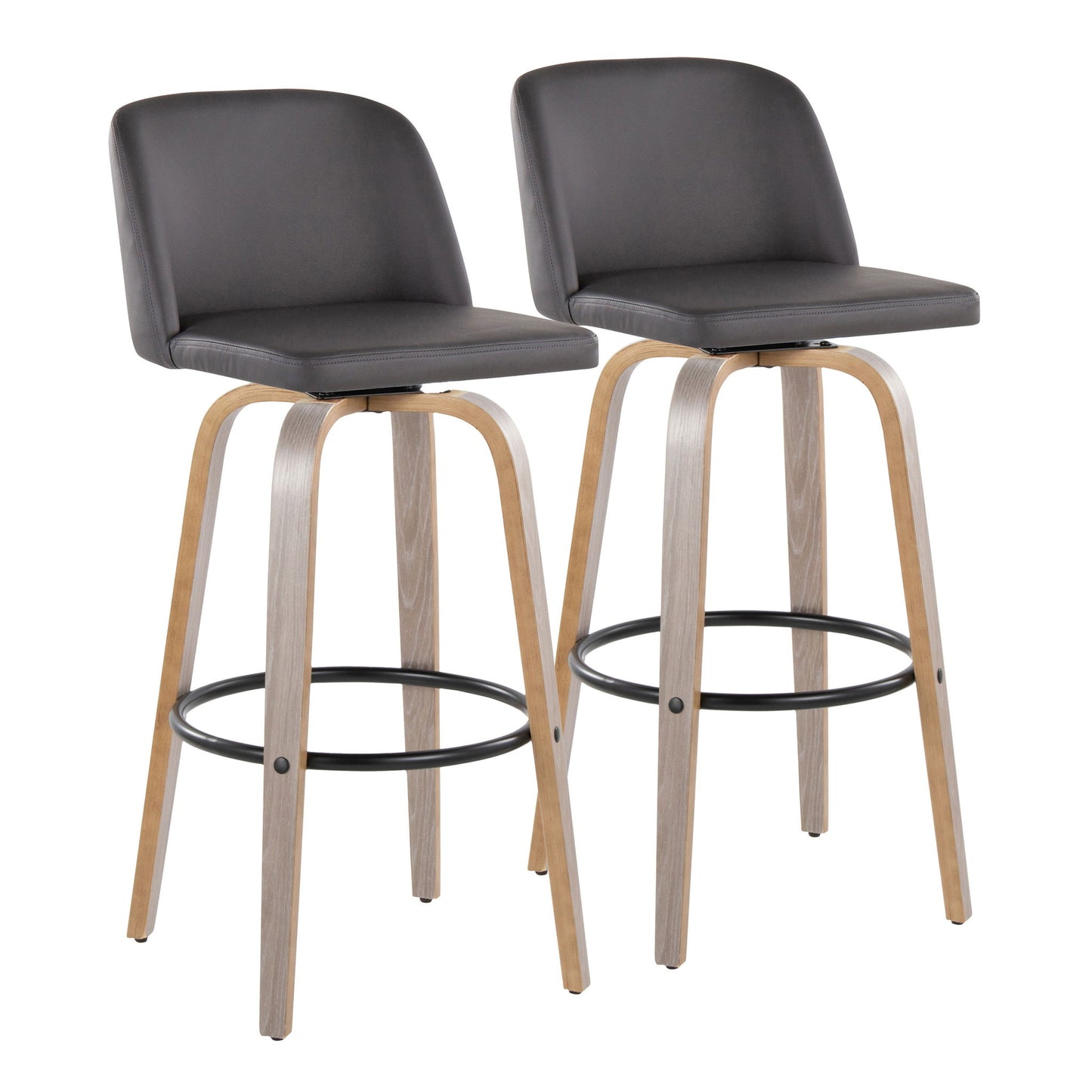 Toriano - Mid-Century Modern Fixed Height BarStool With Round Footrest (Set of 2) Lumi Source