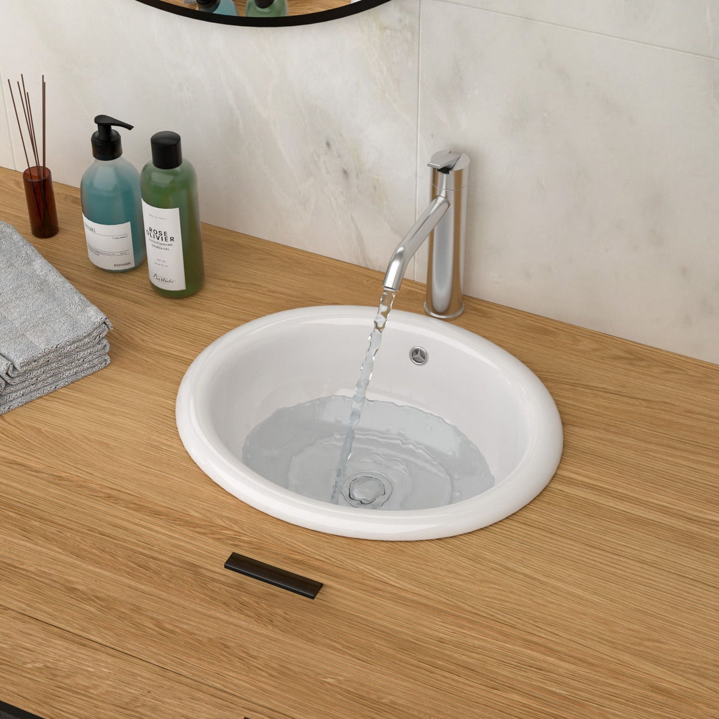 Semi Recessed Bathroom Sink With Countertop Vessel Design, 17" X 15.5" - White Daily Nest