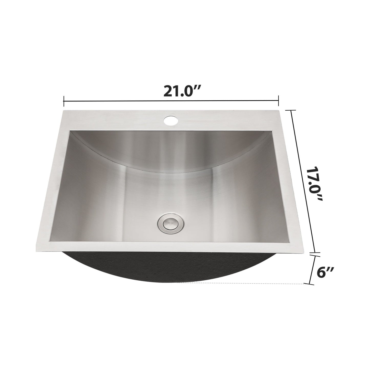 21 X 17" Drop In Bathroom Sink With Pop Up Drain, Stainless Steel Su304, Durable & Rust Resistant, Easy Installation - Brushed Nickel Daily Nest
