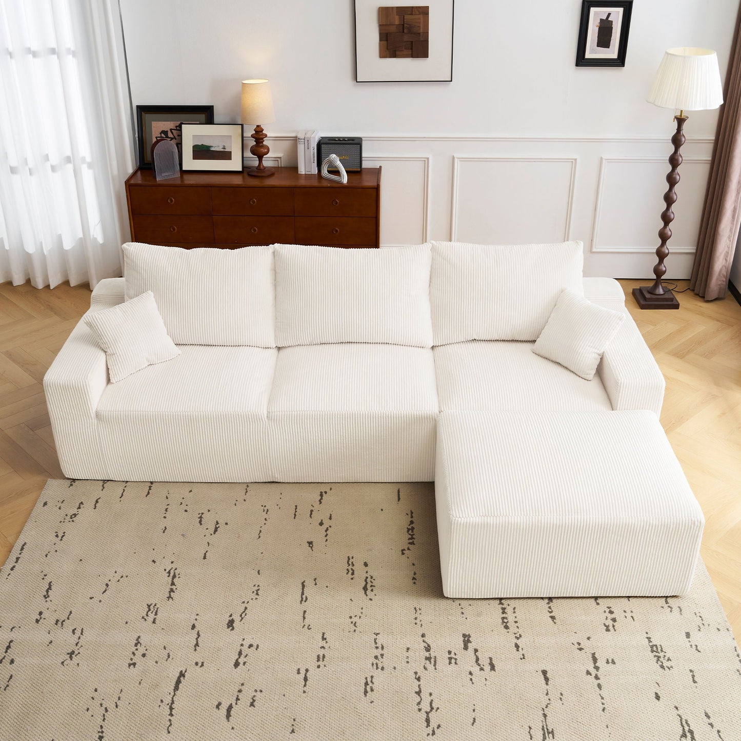 L Shaped Sectional Sofa, Full Compression 3 Seater Cloud Couch With Chaise - Snoozhouse
