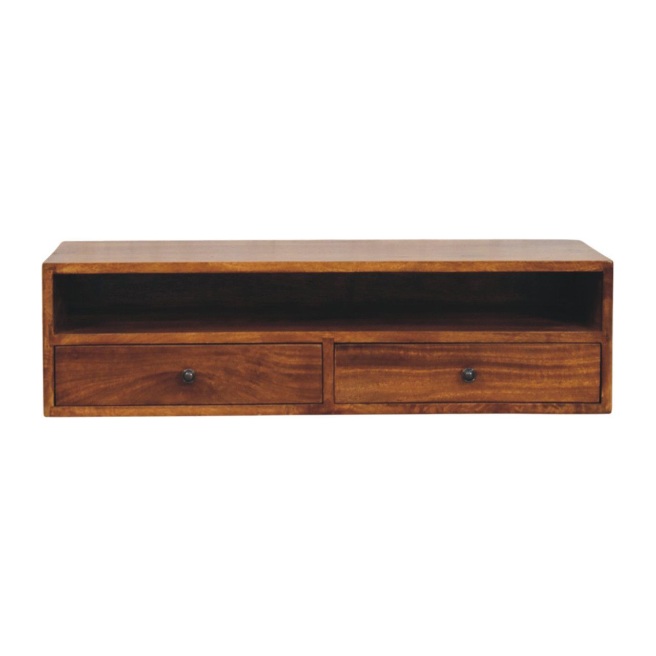 Lunar - 2 Drawer Wall Mounted Media Unit - Brown Artisan Furniture