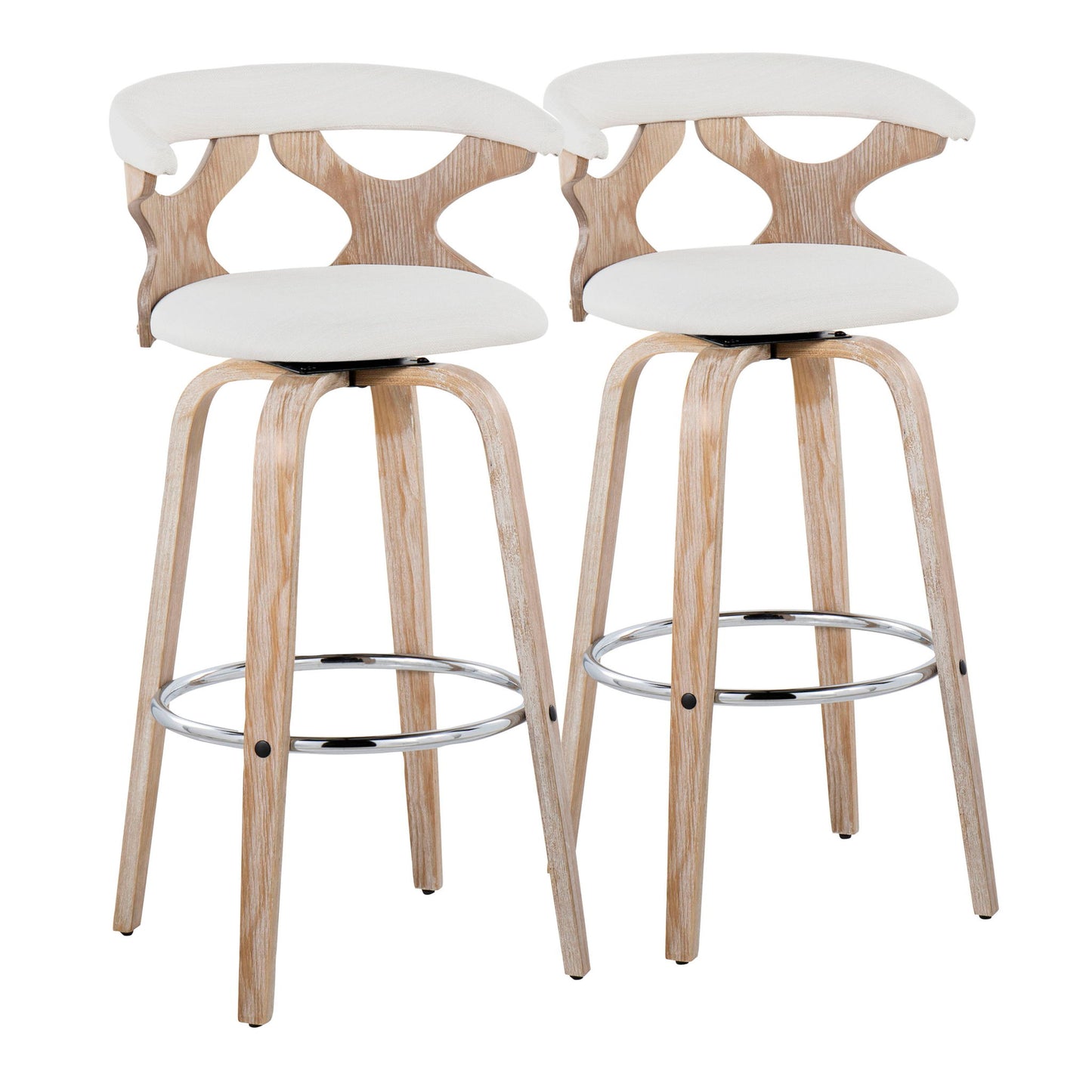 Gardenia - Contemporary Fixed Height Barstool With Swivel With Round Footrest (Set of 2) Lumi Source