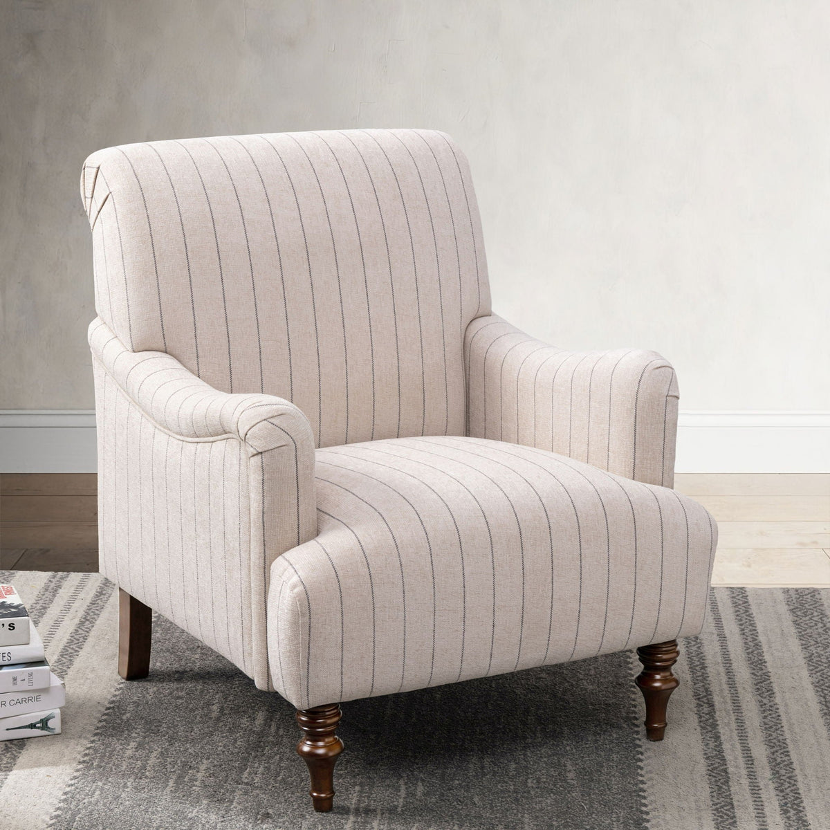 Sylvia - Striped Arm Chair - Natural Ridgecrest Home