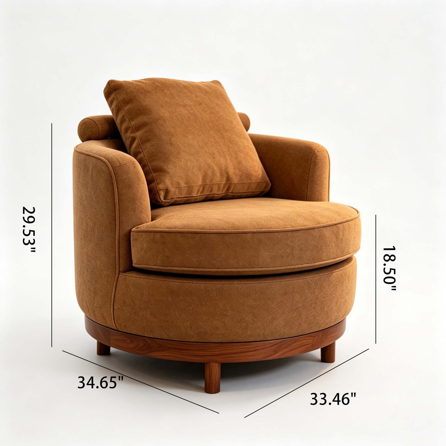 Rotatable Round Barrel Accent Chair With Adjustable Headrest - Orange / Dark Brown Home Essentials