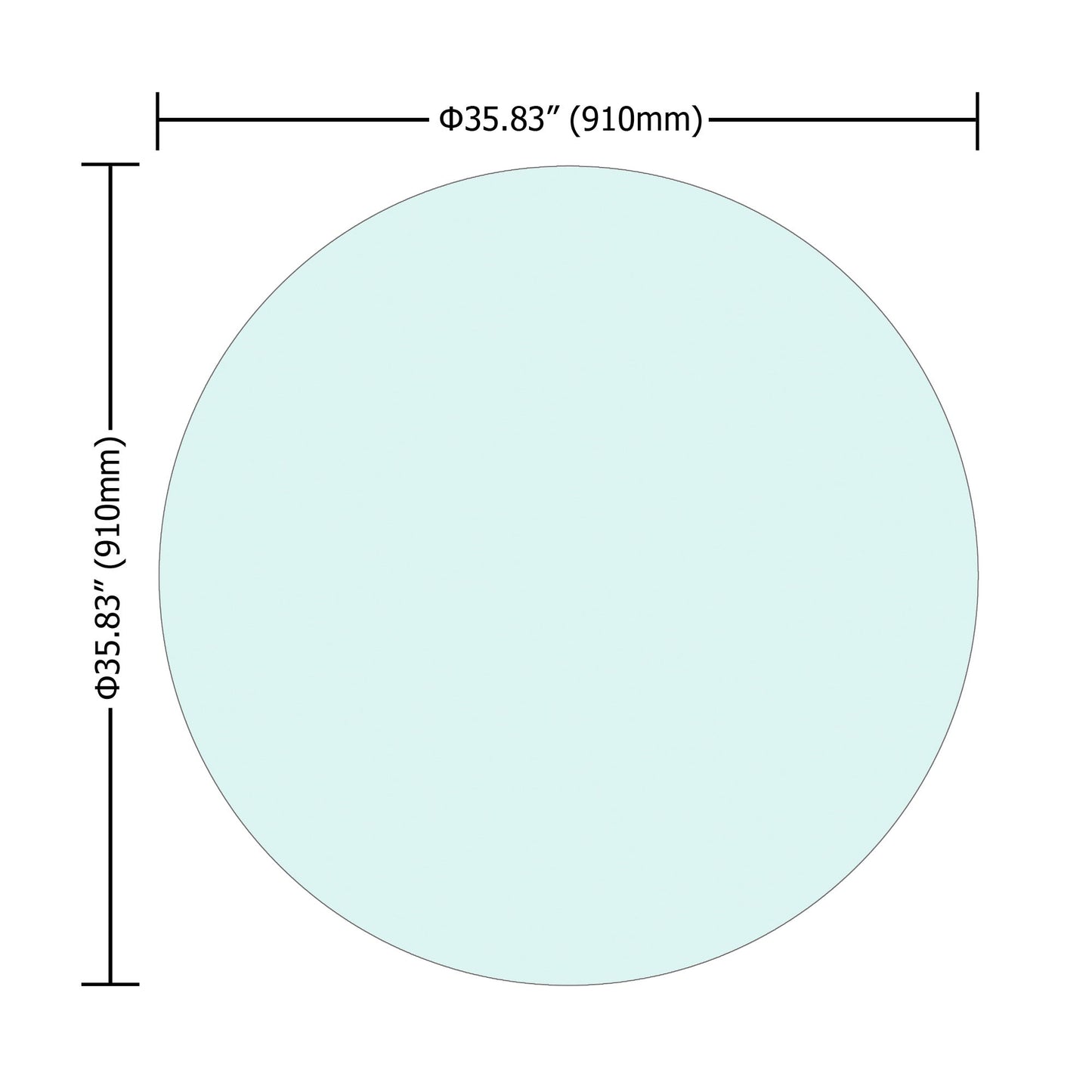 36" Round Tempered Glass Table Top Clear Glass 1 / 4" Thick Flat Polished Edge - Transparent Home Essentials