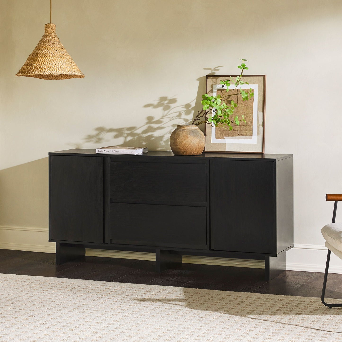 Scandi - Sideboard With Beveled Drawers Walker Edison