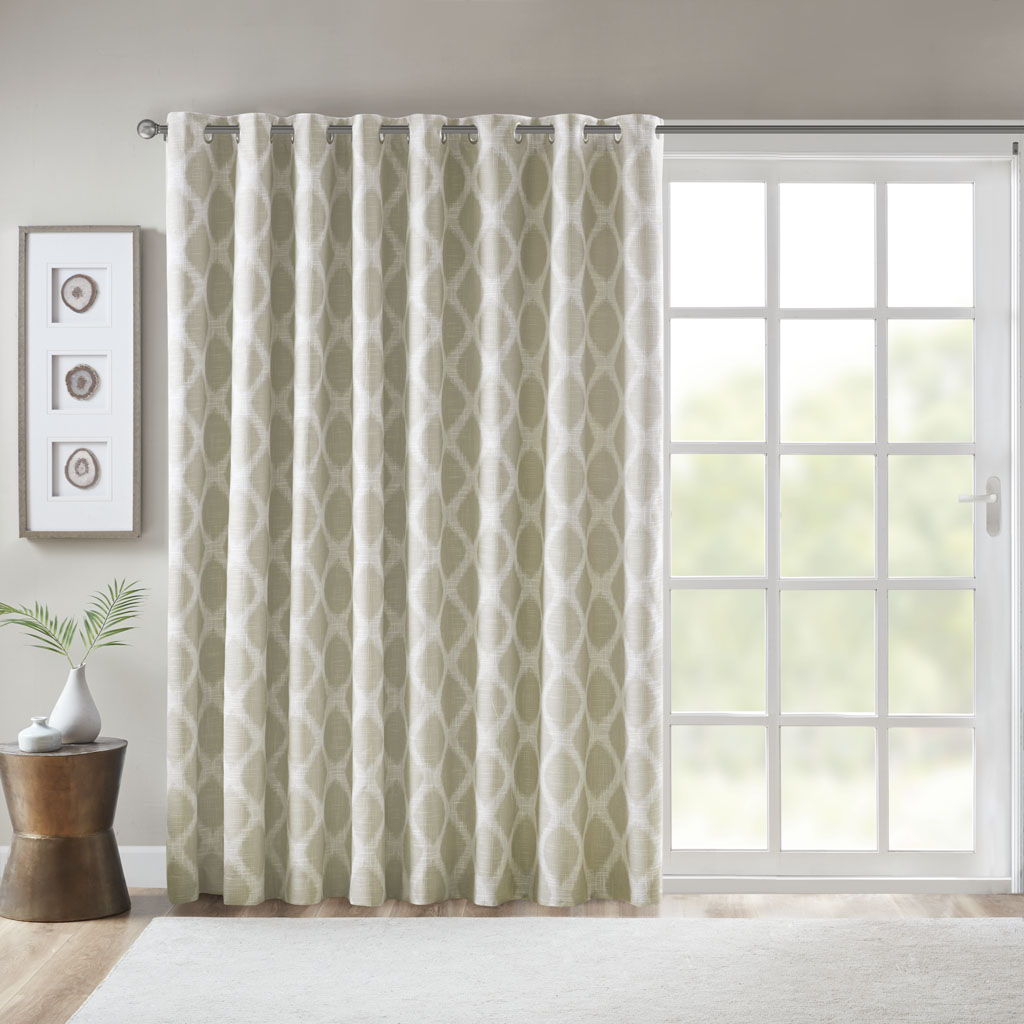 Blakesly - Printed Ikat Blackout Patio Curtain - Taupe SunSmart