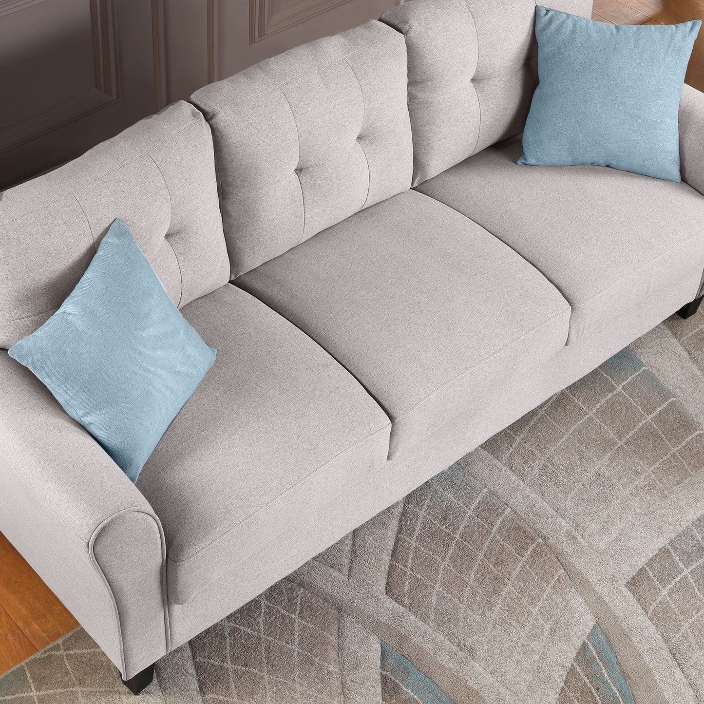 Modern Living Room Sofa Linen Upholstered Couch Furniture For Home Or Office Hearth and Haven
