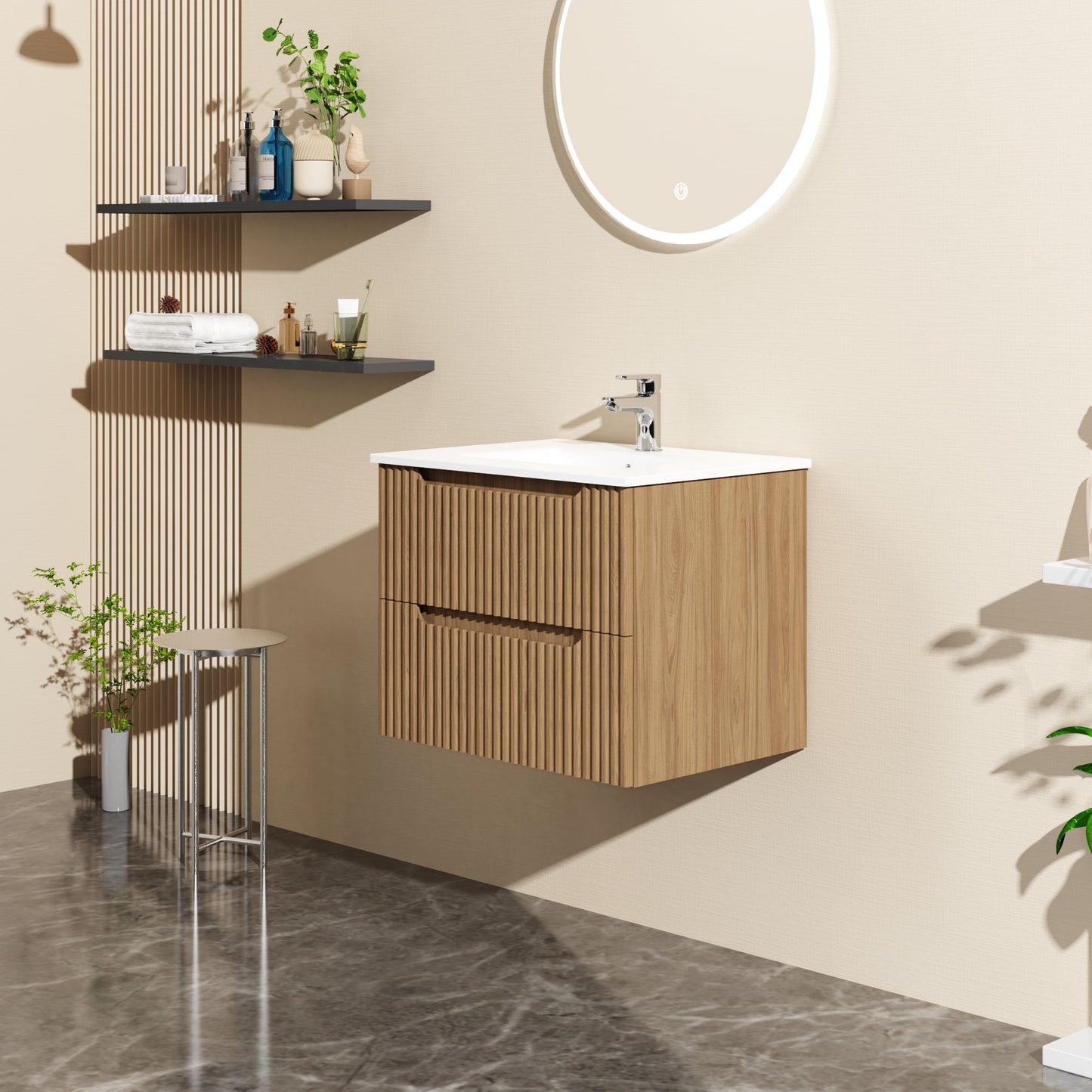 24" Wall Mount Bathroom Vanity Cabinet Floating (Cabinet Only) - Walnut Home Essentials