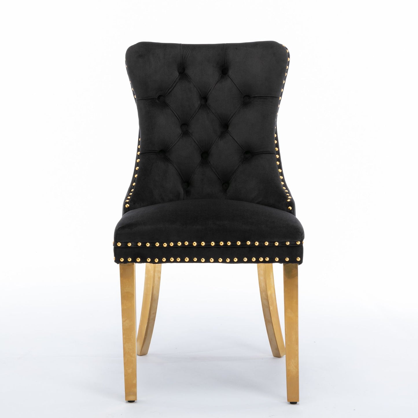 Nikki - Modern, High-End Tufted Solid Wood Contemporary Velvet Upholstered Dining Chair With Golden Stainless Steel Plating Legs, Nailhead Trim (Set of 2) Home Essentials